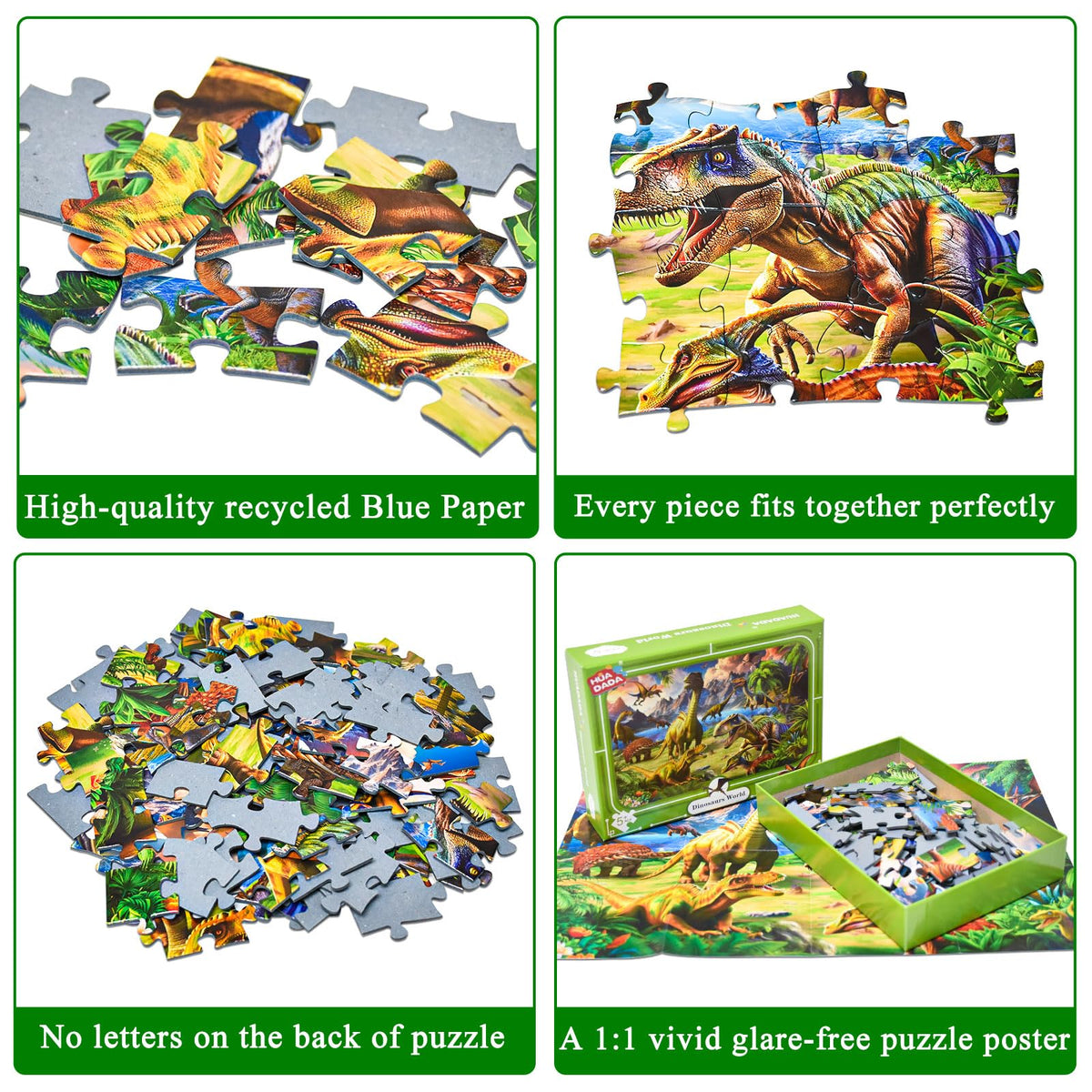 HUADADA Dinosaur World 100-Piece Puzzle for Kids 5-8 – Educational Toy Gift (15x10 inches)