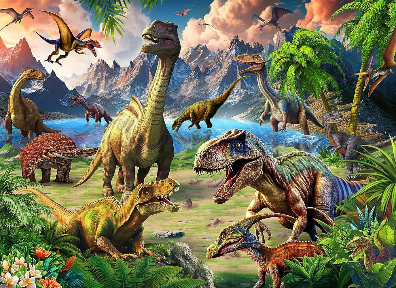 HUADADA Dinosaur World 100-Piece Puzzle for Kids 5-8 – Educational Toy Gift (15x10 inches)