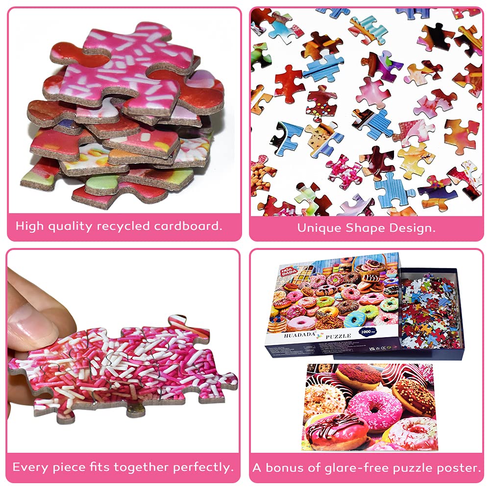 HUADADA 1000-Piece Donuts Puzzle – Interlock, No Dust, 1:1 Poster
