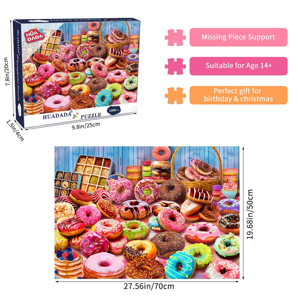 HUADADA 1000-Piece Donuts Puzzle – Interlock, No Dust, 1:1 Poster