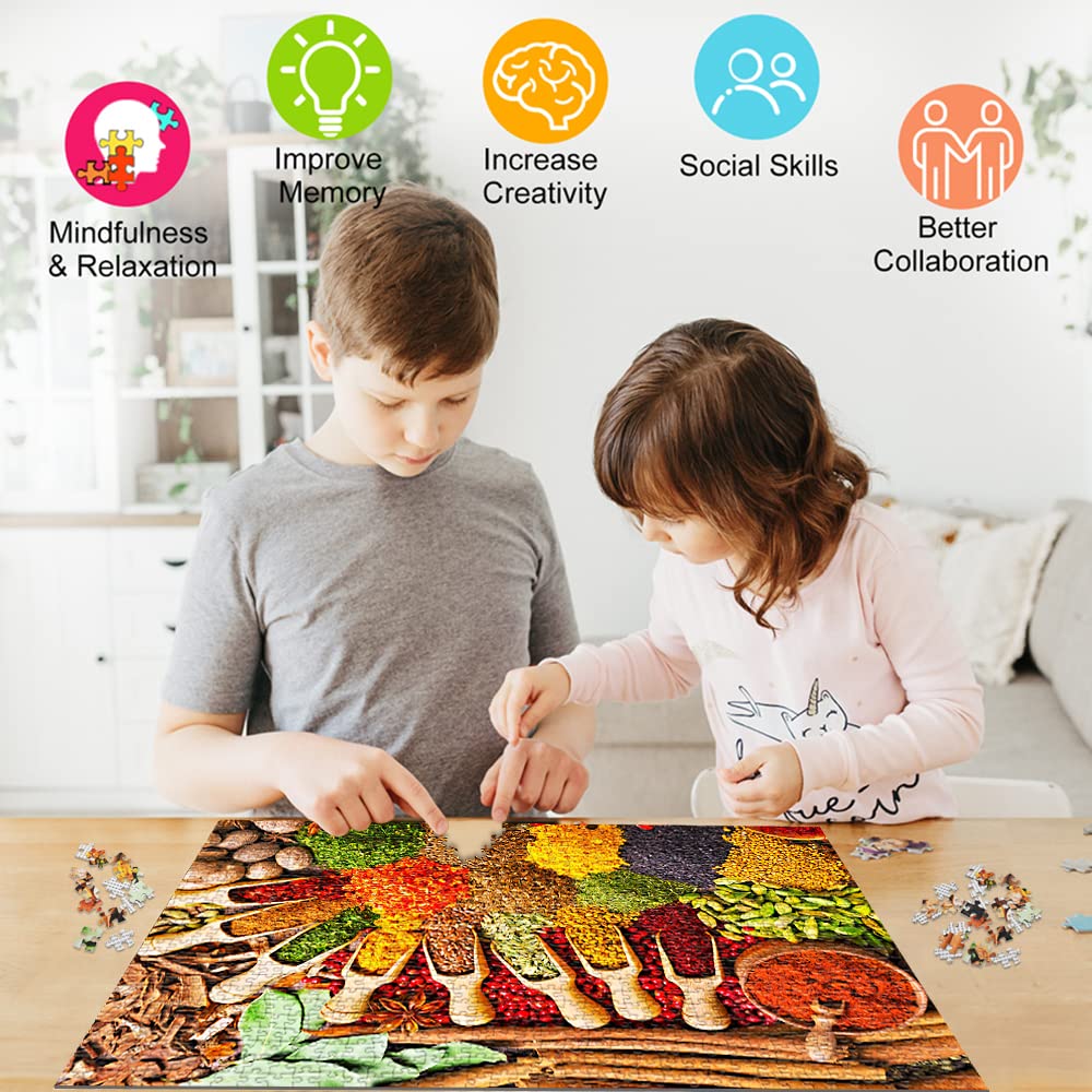 HUADADA 1000 Piece Puzzle – Colourful Spices for Adults & Kids | Premium Jigsaw
