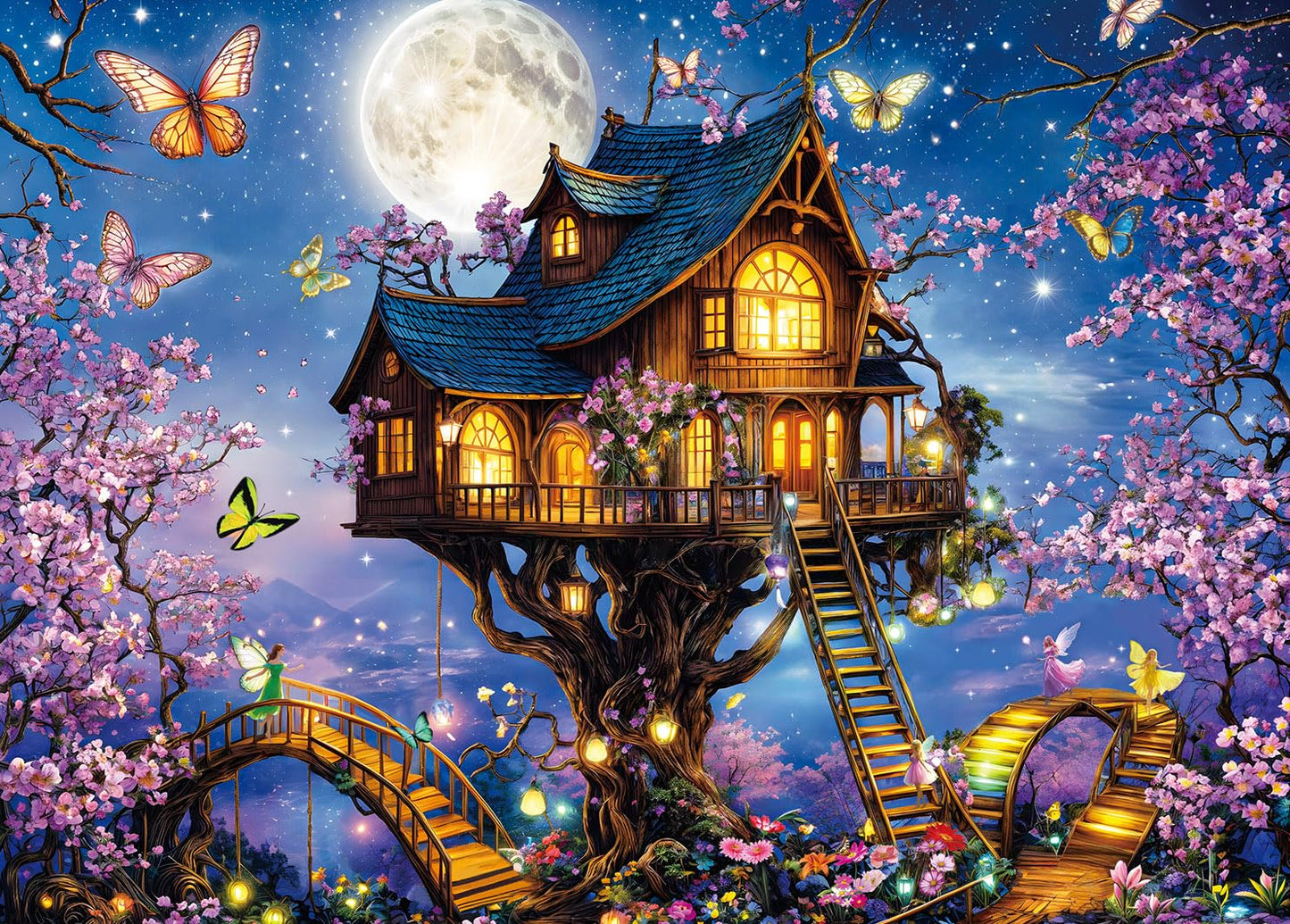 HUADADA 1000 Piece Elf Tree House Puzzle – Colorful Jigsaw for All Ages
