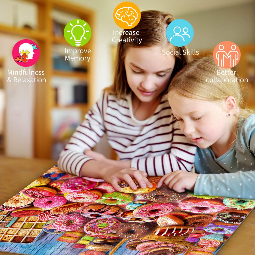 HUADADA 1000-Piece Donuts Puzzle – Interlock, No Dust, 1:1 Poster