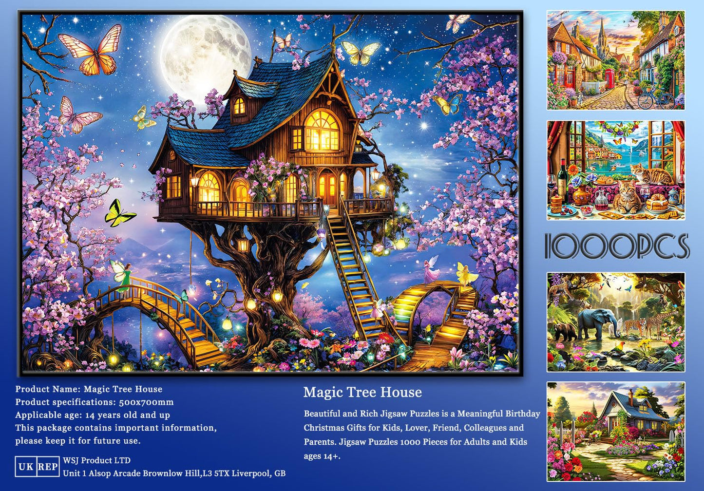 HUADADA 1000 Piece Elf Tree House Puzzle – Colorful Jigsaw for All Ages