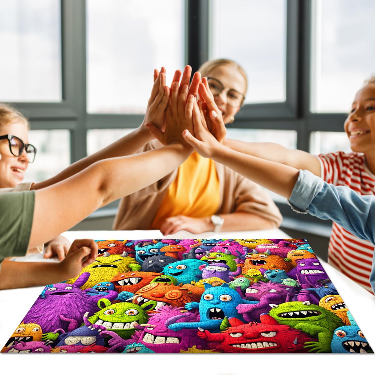 HUADADA 1000-Piece Jigsaw Puzzle for Adults – Crazy Colorful Monsters Artwork