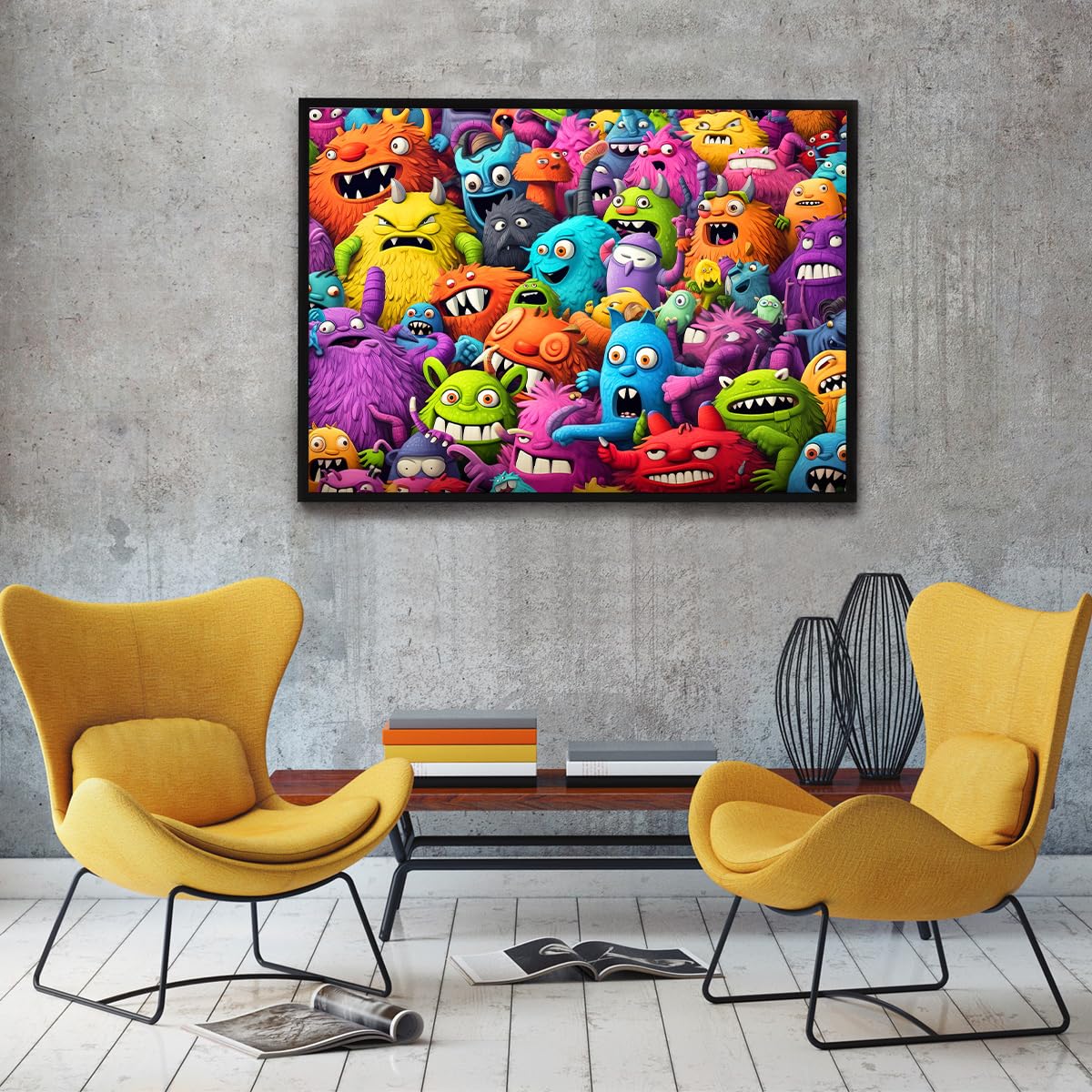 HUADADA 1000-Piece Jigsaw Puzzle for Adults – Crazy Colorful Monsters Artwork