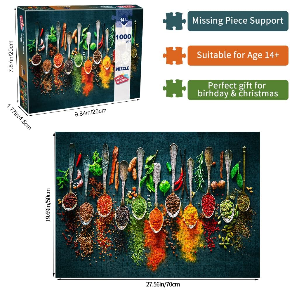 HUADADA 1000-Piece Jigsaw Puzzle: World Spices Edition for Adults