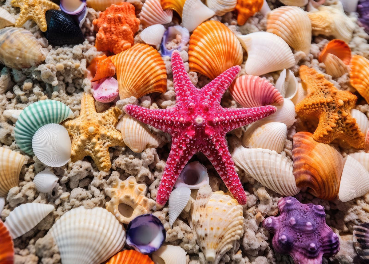 HUADADA 1000-Piece Jigsaw Puzzle – Beach Shells Interlock, Poster-Ready (27.5 x 19.6)