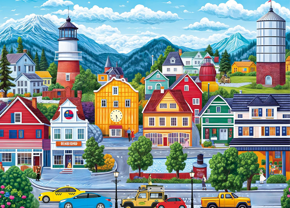 HUADADA 1000-Piece Jigsaw Puzzle for Adults – Comfortable Small Town Living