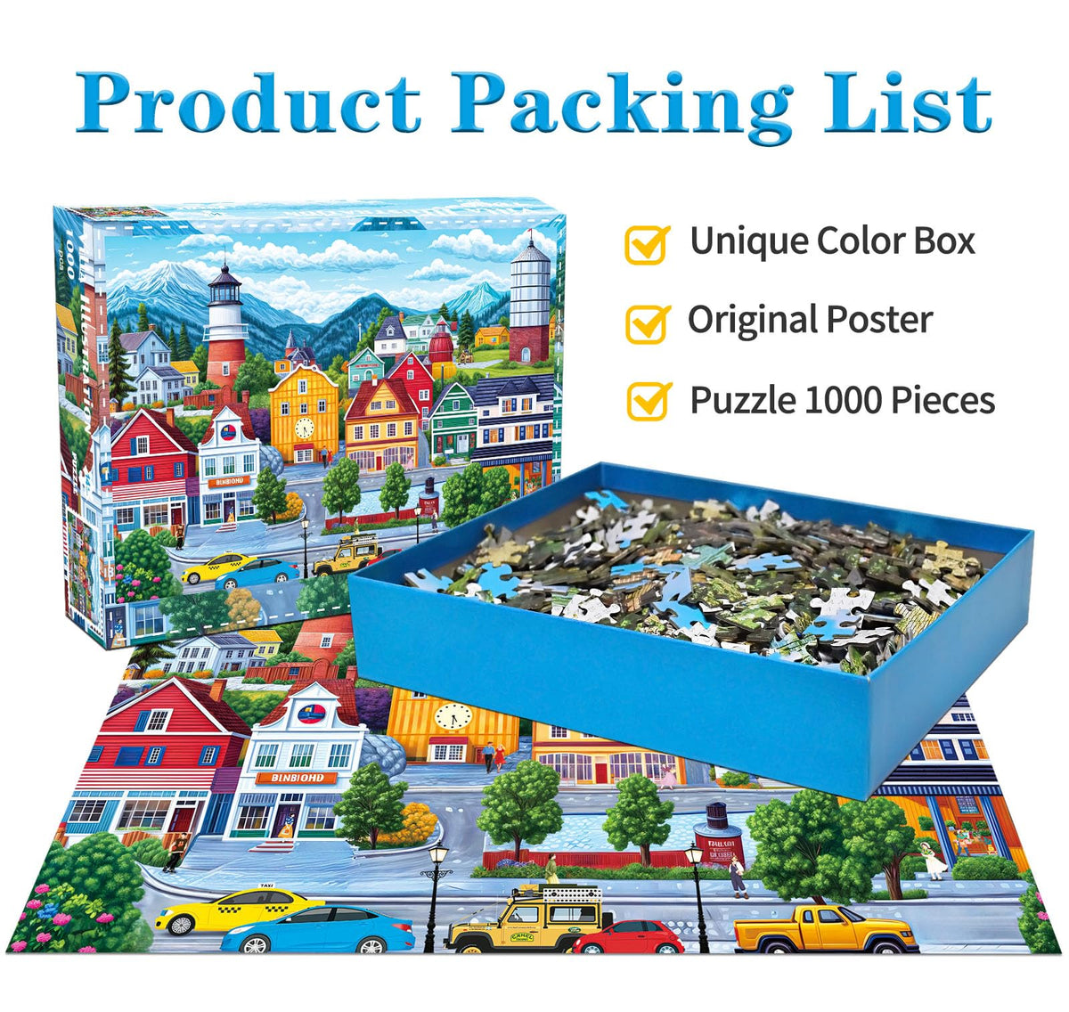 HUADADA 1000-Piece Jigsaw Puzzle for Adults – Comfortable Small Town Living