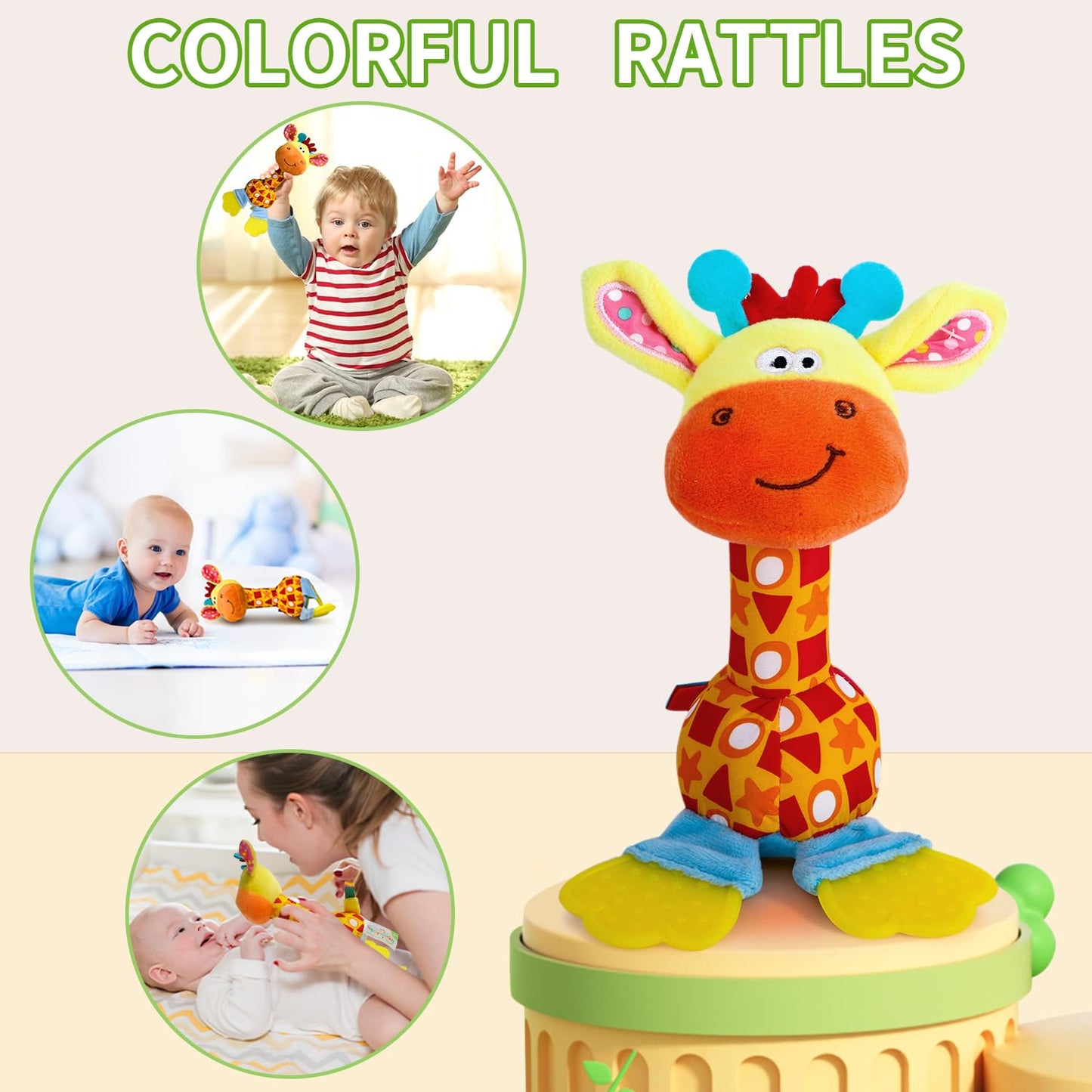 HUADADA Baby Soft Rattles Shaker – Sensory & Grasp Toy for 3–12 Months