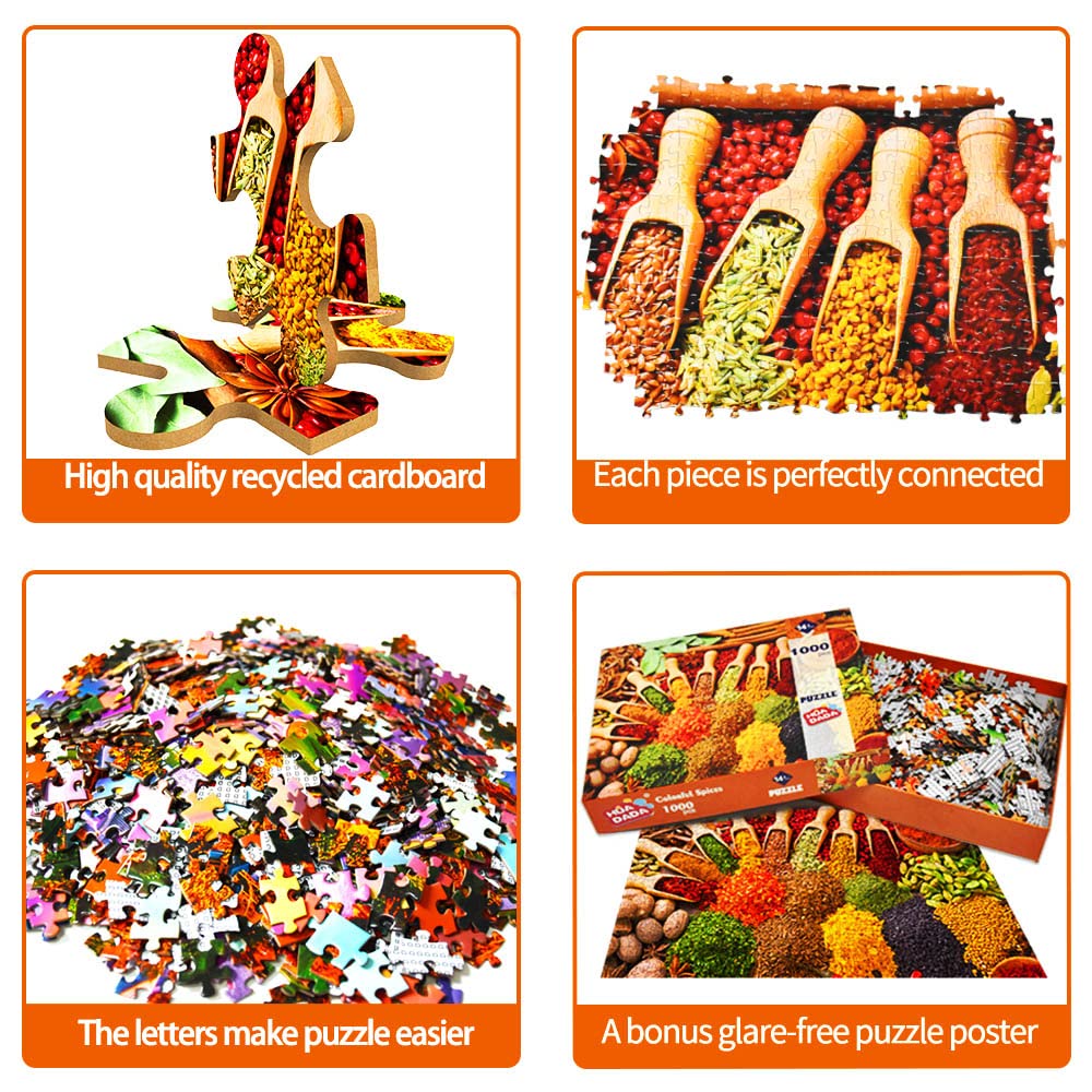 HUADADA 1000 Piece Puzzle – Colourful Spices for Adults & Kids | Premium Jigsaw