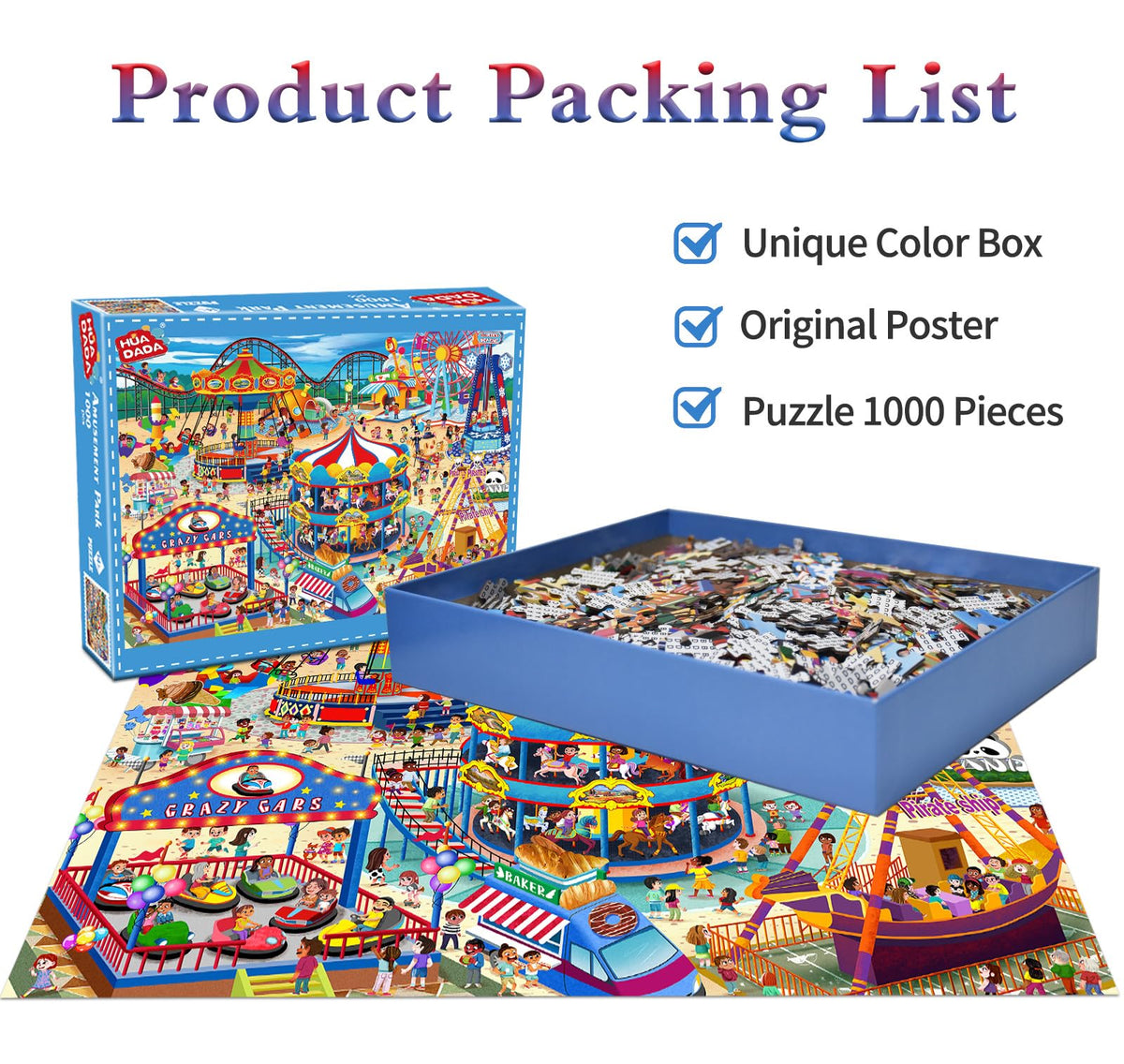 HUADADA 1000-Piece Jigsaw Puzzle – Amusement Park Edition for Adults