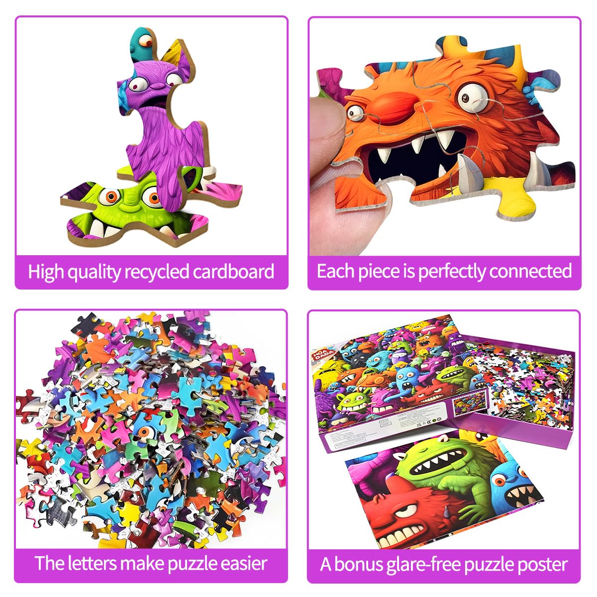 HUADADA 1000-Piece Jigsaw Puzzle for Adults – Crazy Colorful Monsters Artwork