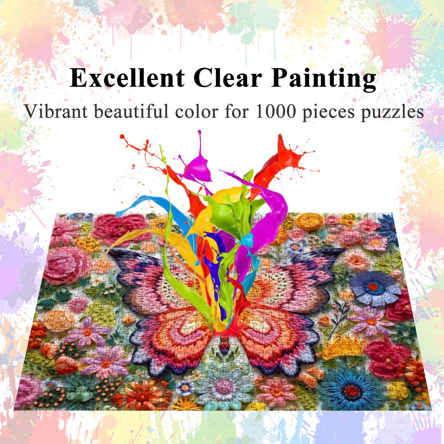 HUADADA 1000-Piece Butterfly Flower Jigsaw Puzzle – Interlocking, No Dust, 27.5 x 19.6 in Poster