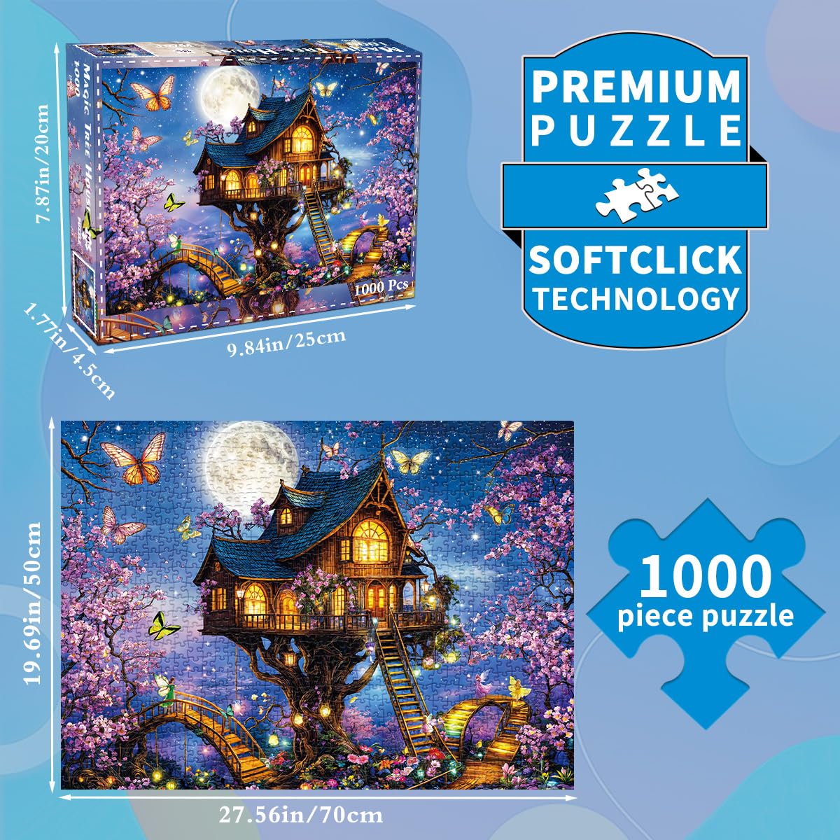 HUADADA 1000 Piece Elf Tree House Puzzle – Colorful Jigsaw for All Ages