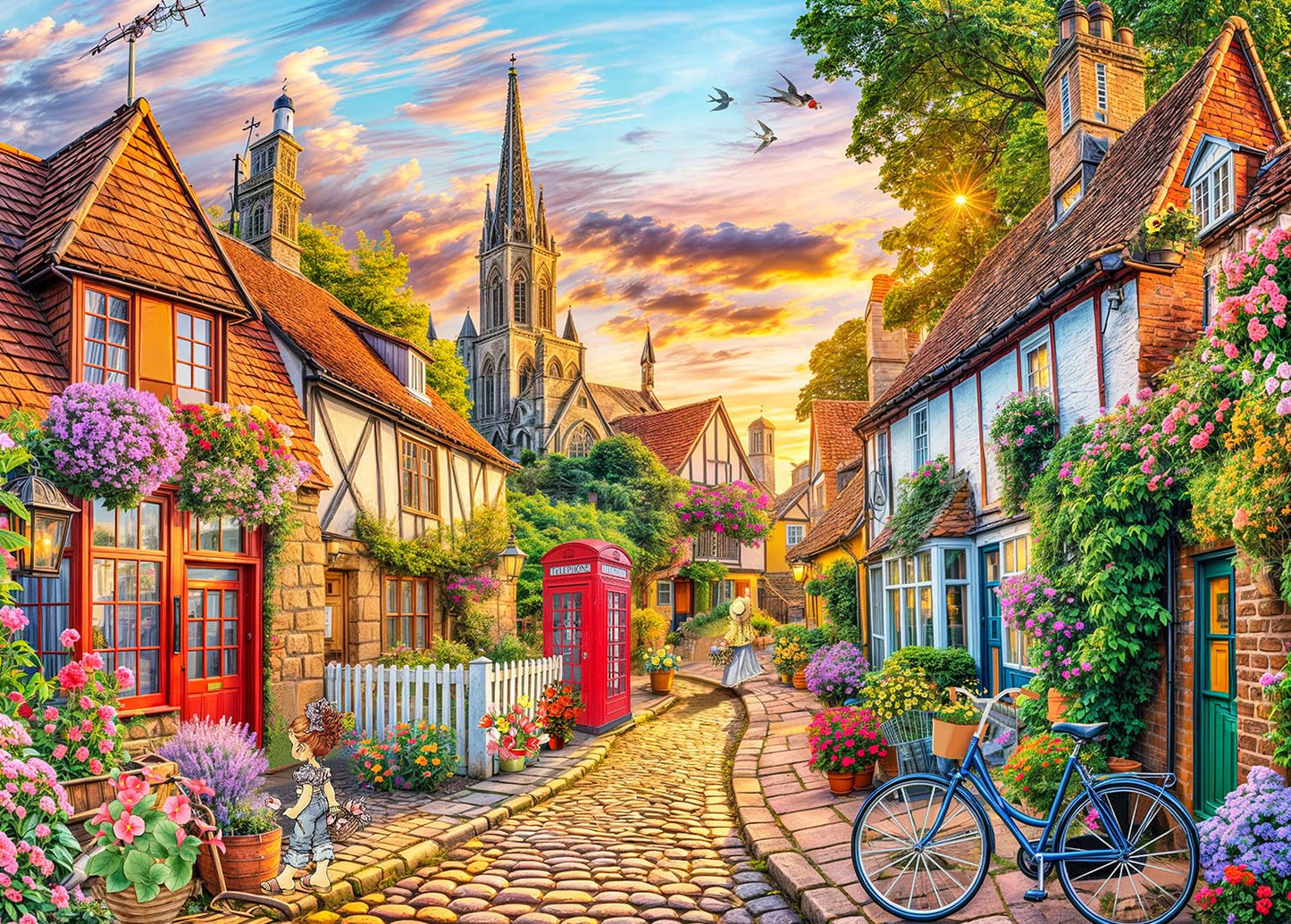 HUADADA 1000-Piece Jigsaw Puzzle – Charming European Town Scene for Adults