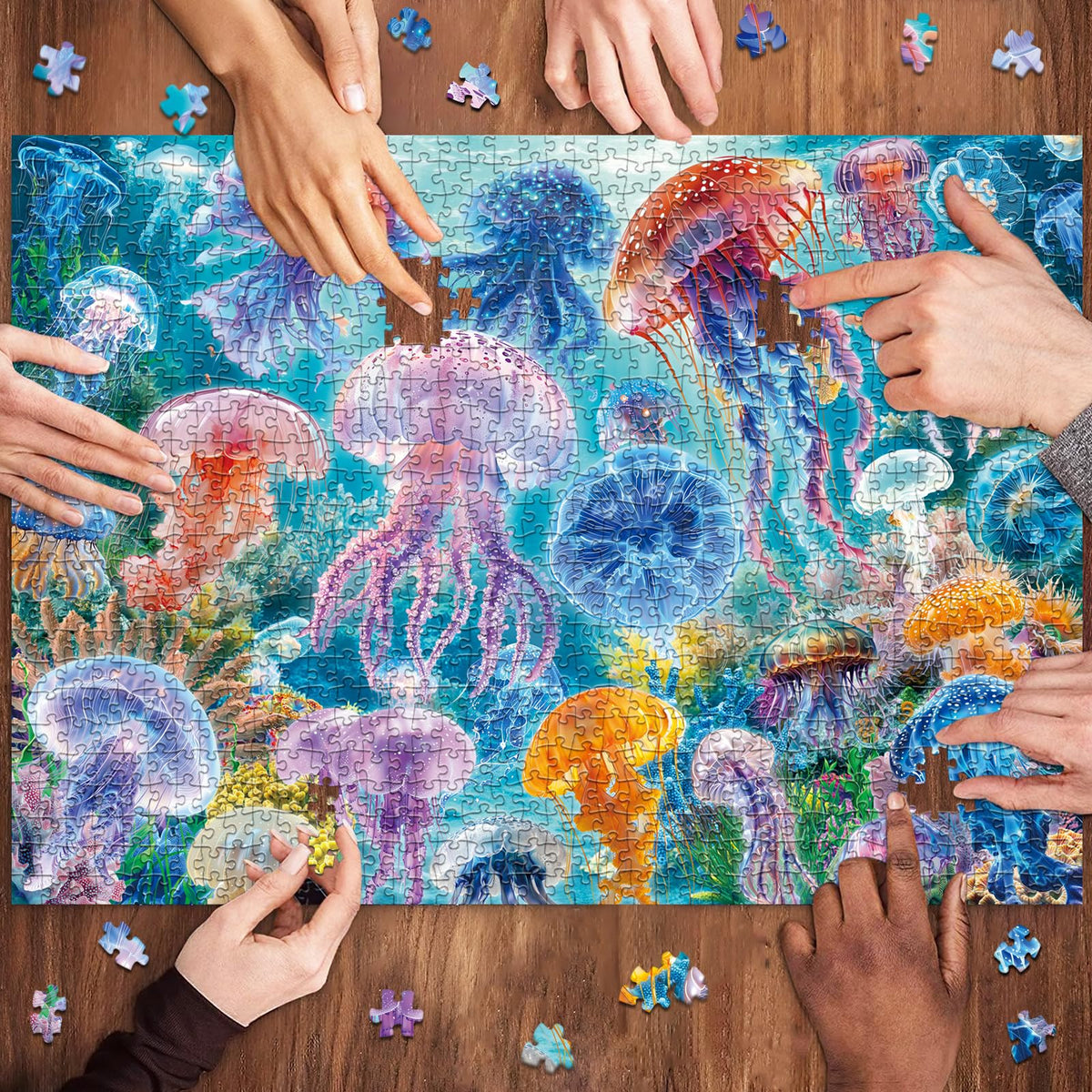 HUADADA 1000-Piece Jellyfish Puzzle for Adults – Dreamy Deep-Sea Scene