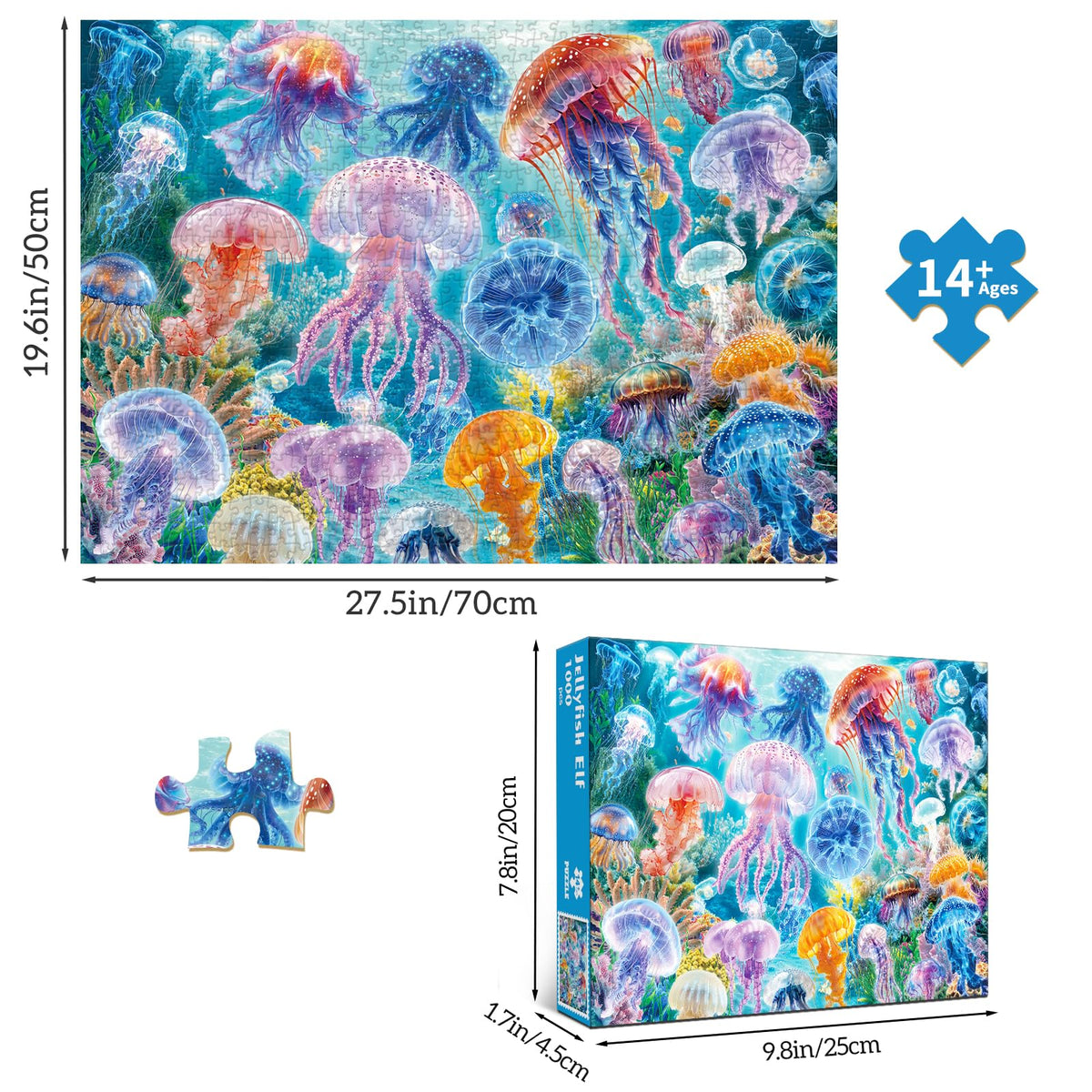 HUADADA 1000-Piece Jellyfish Puzzle for Adults – Dreamy Deep-Sea Scene