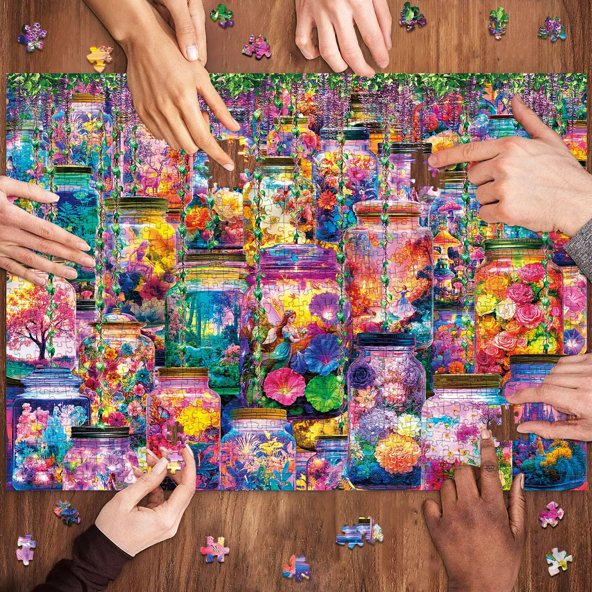 HUADADA Puzzles for Adults 1000 Pieces – Dreamy Glass Jar Scene Jigsaw Puzzle (70 x 50 cm)