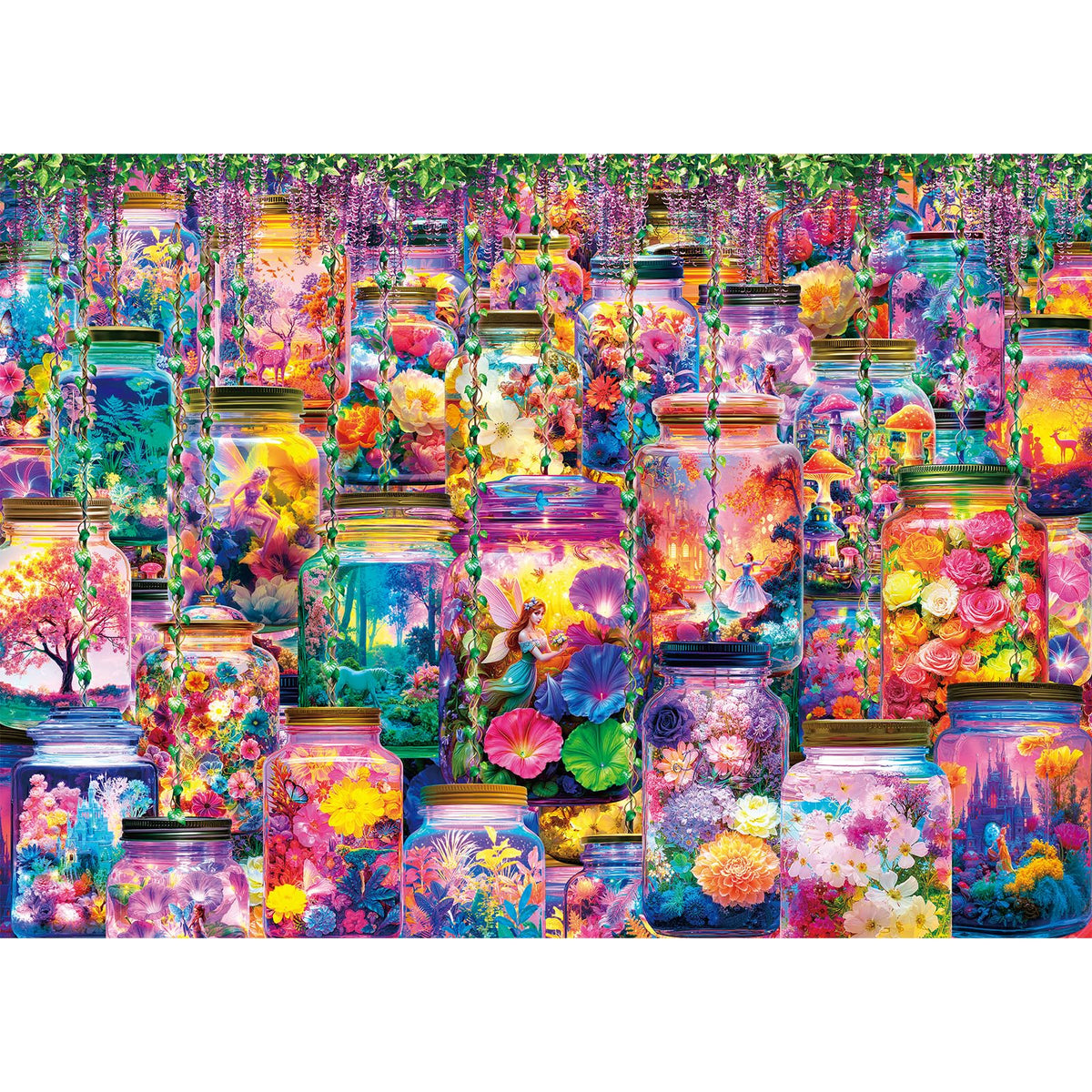 HUADADA Puzzles for Adults 1000 Pieces – Dreamy Glass Jar Scene Jigsaw Puzzle (70 x 50 cm)