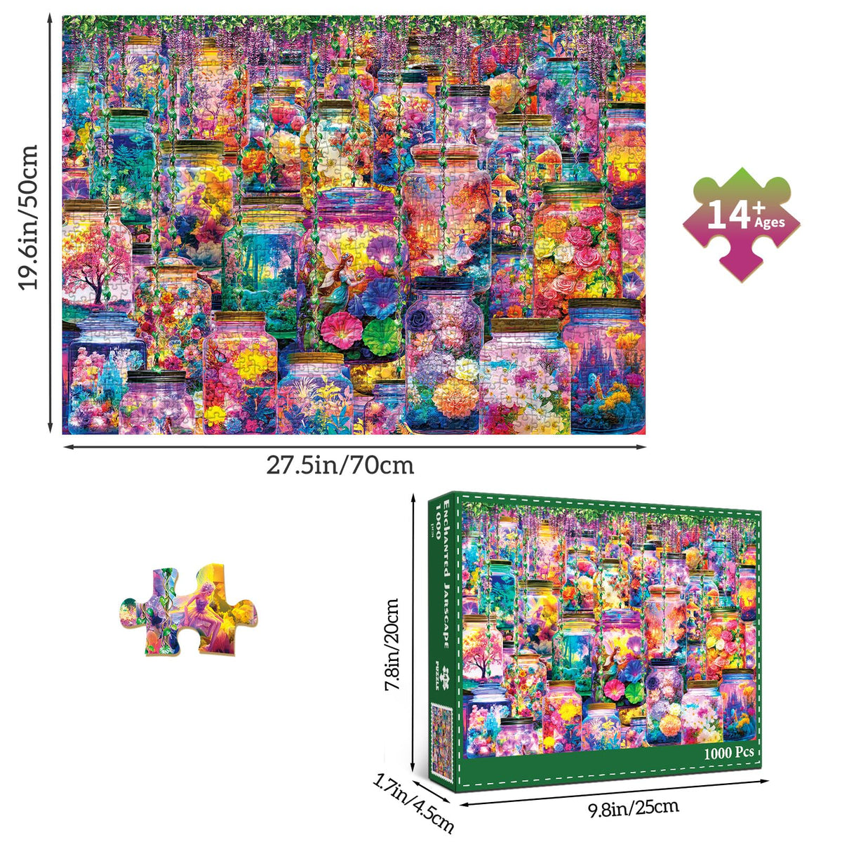 HUADADA Puzzles for Adults 1000 Pieces – Dreamy Glass Jar Scene Jigsaw Puzzle (70 x 50 cm)