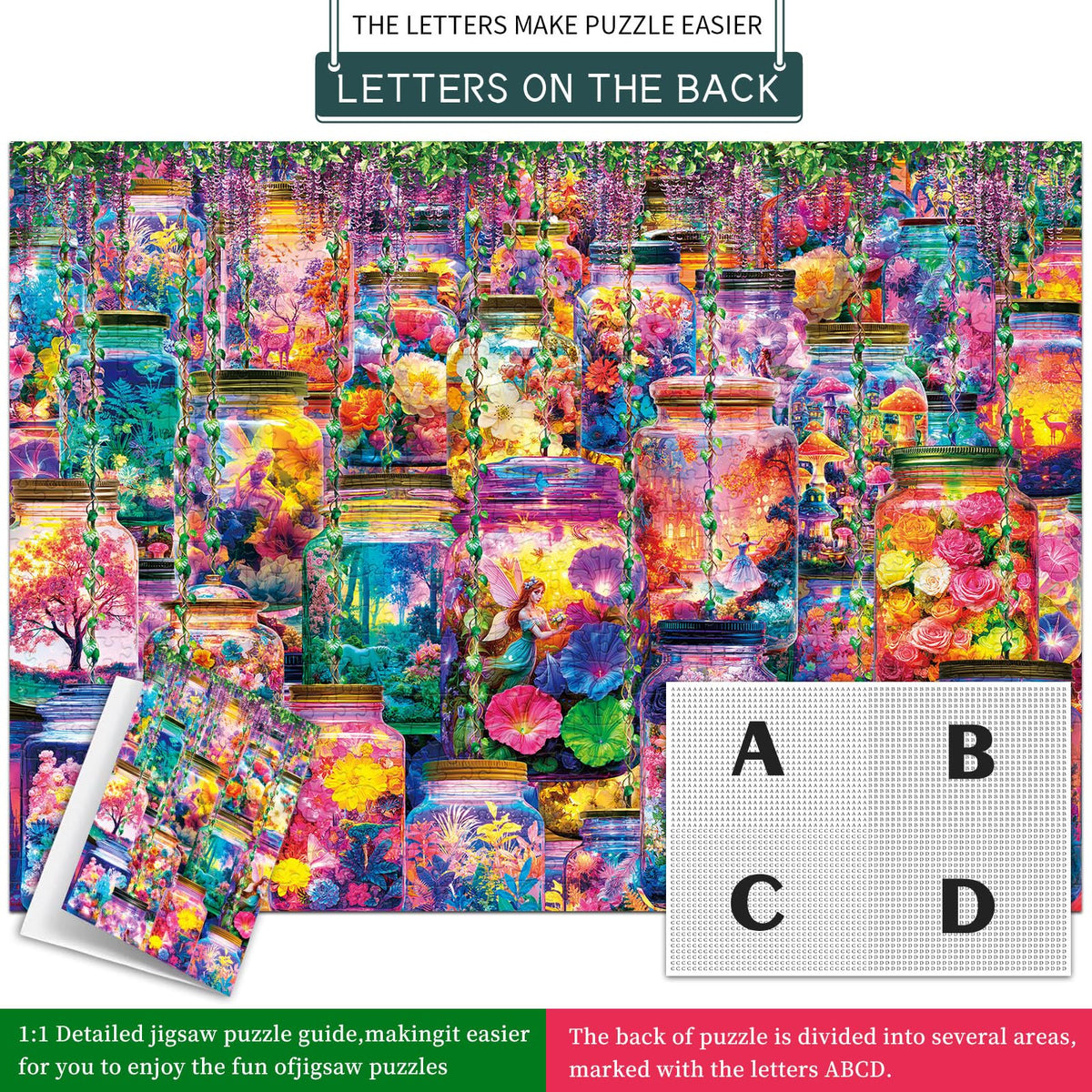 HUADADA Puzzles for Adults 1000 Pieces – Dreamy Glass Jar Scene Jigsaw Puzzle (70 x 50 cm)