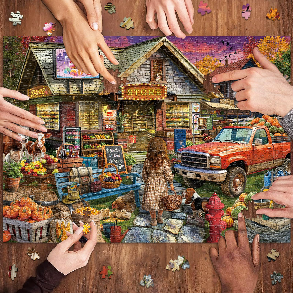 HUADADA 1000-Piece Puzzle for Adults – Village Shop Scene | Premium Jigsaw