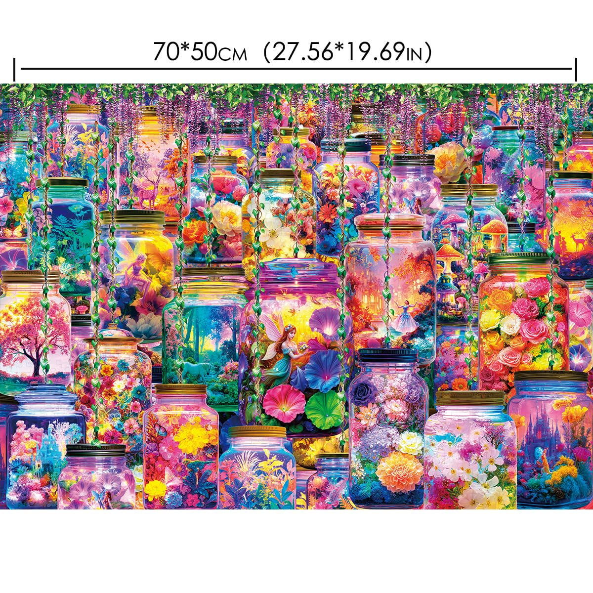 HUADADA Puzzles for Adults 1000 Pieces – Dreamy Glass Jar Scene Jigsaw Puzzle (70 x 50 cm)