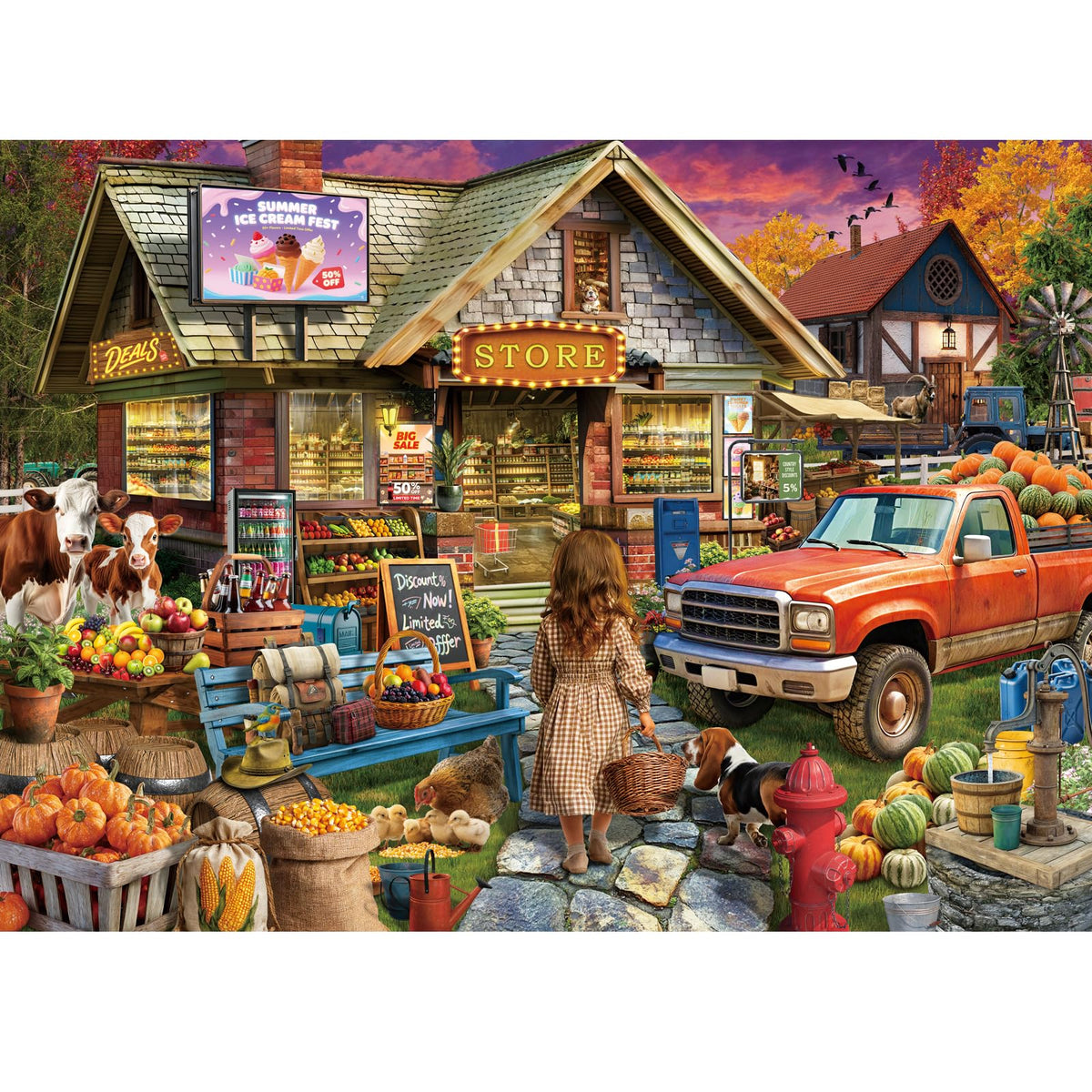 HUADADA 1000-Piece Puzzle for Adults – Village Shop Scene | Premium Jigsaw