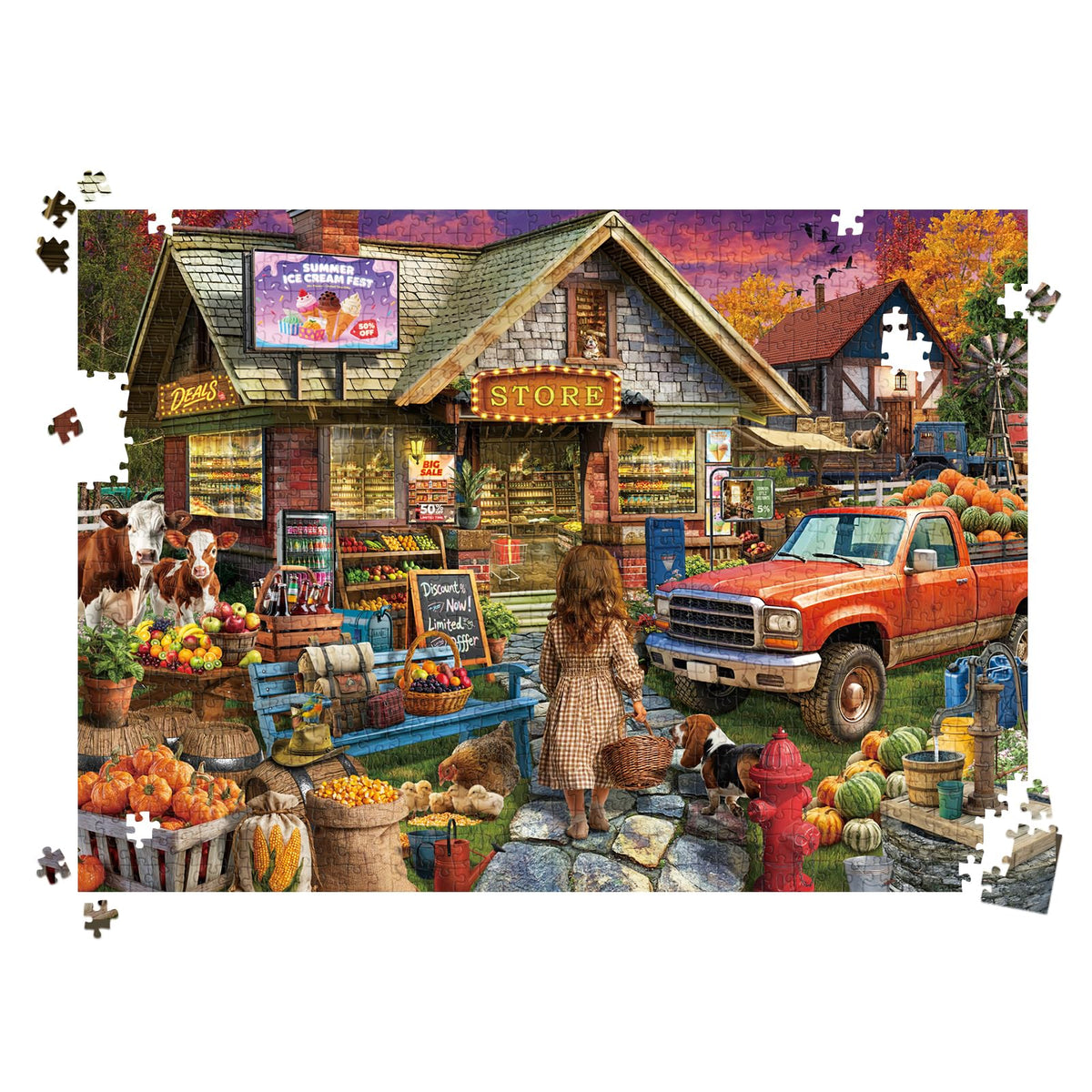HUADADA 1000-Piece Puzzle for Adults – Village Shop Scene | Premium Jigsaw