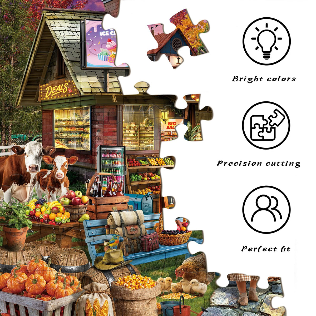 HUADADA 1000-Piece Puzzle for Adults – Village Shop Scene | Premium Jigsaw