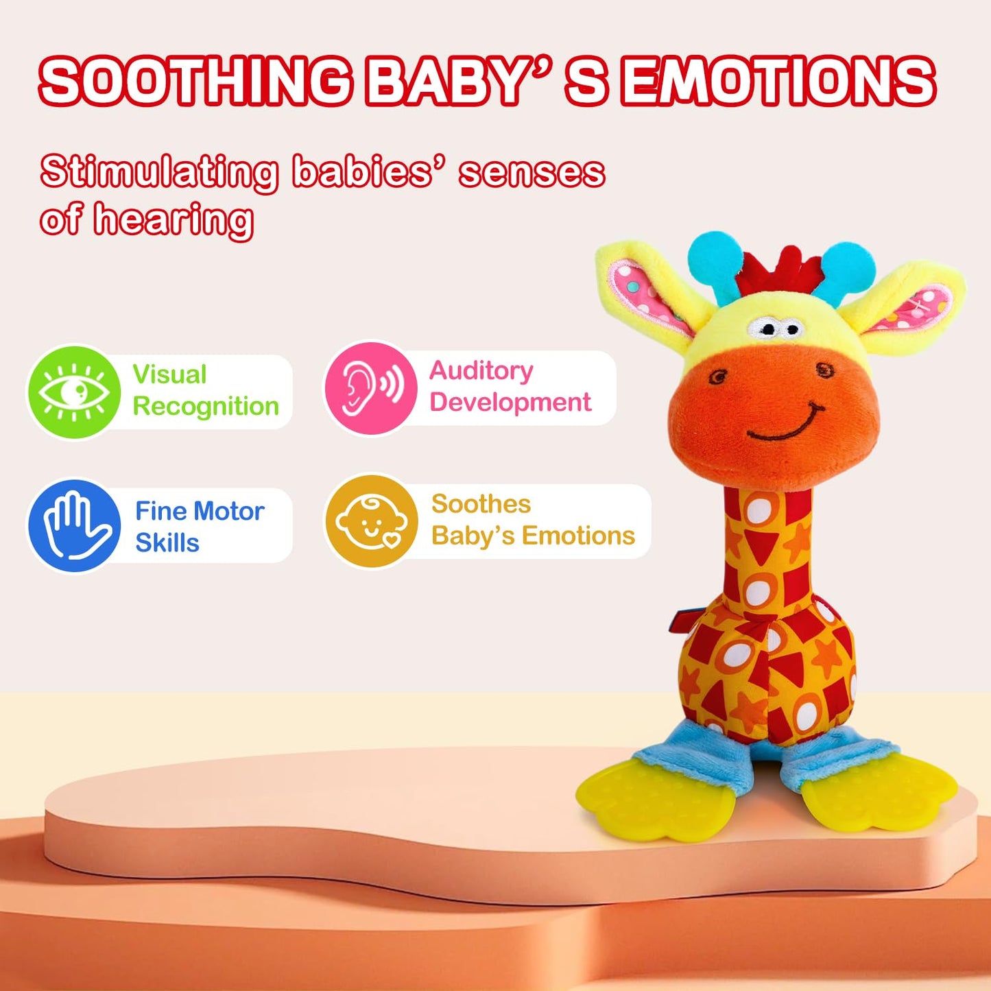 HUADADA Baby Soft Rattles Shaker – Sensory & Grasp Toy for 3–12 Months