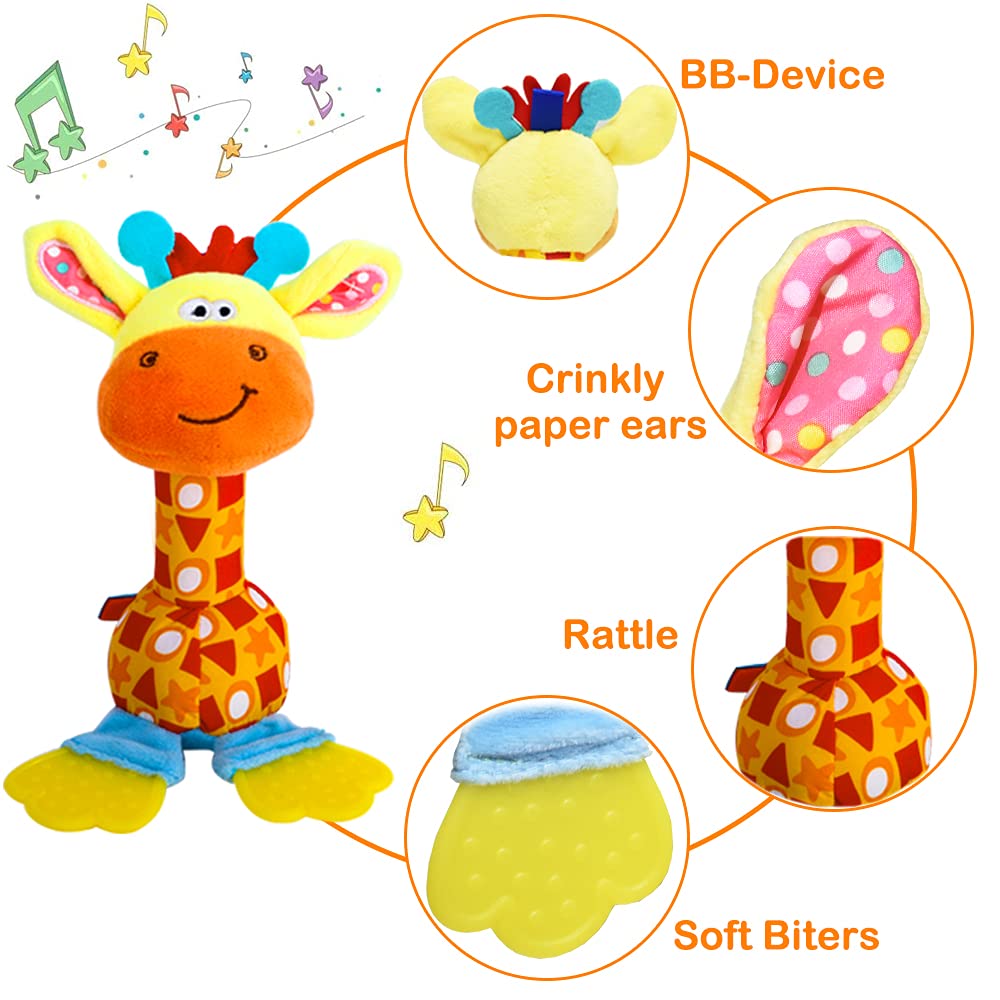 HUADADA Baby Soft Rattles Shaker – Sensory & Grasp Toy for 3–12 Months