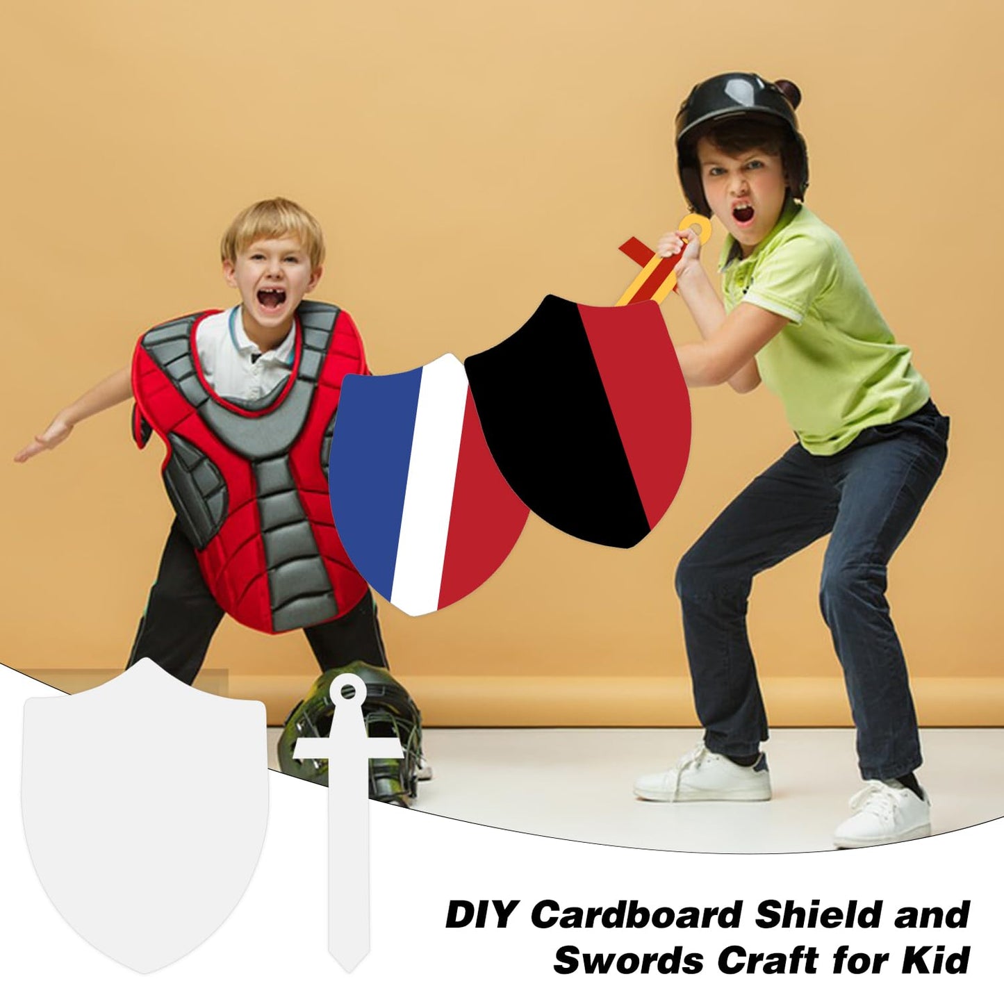 Huaerle 36-Set DIY Knight Shield & Sword Craft Kit – Cardboard Shields, Swords & Strips for Party Play