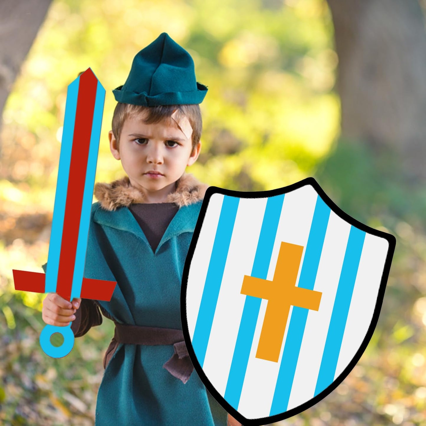 Huaerle 36-Set DIY Knight Shield & Sword Craft Kit – Cardboard Shields, Swords & Strips for Party Play