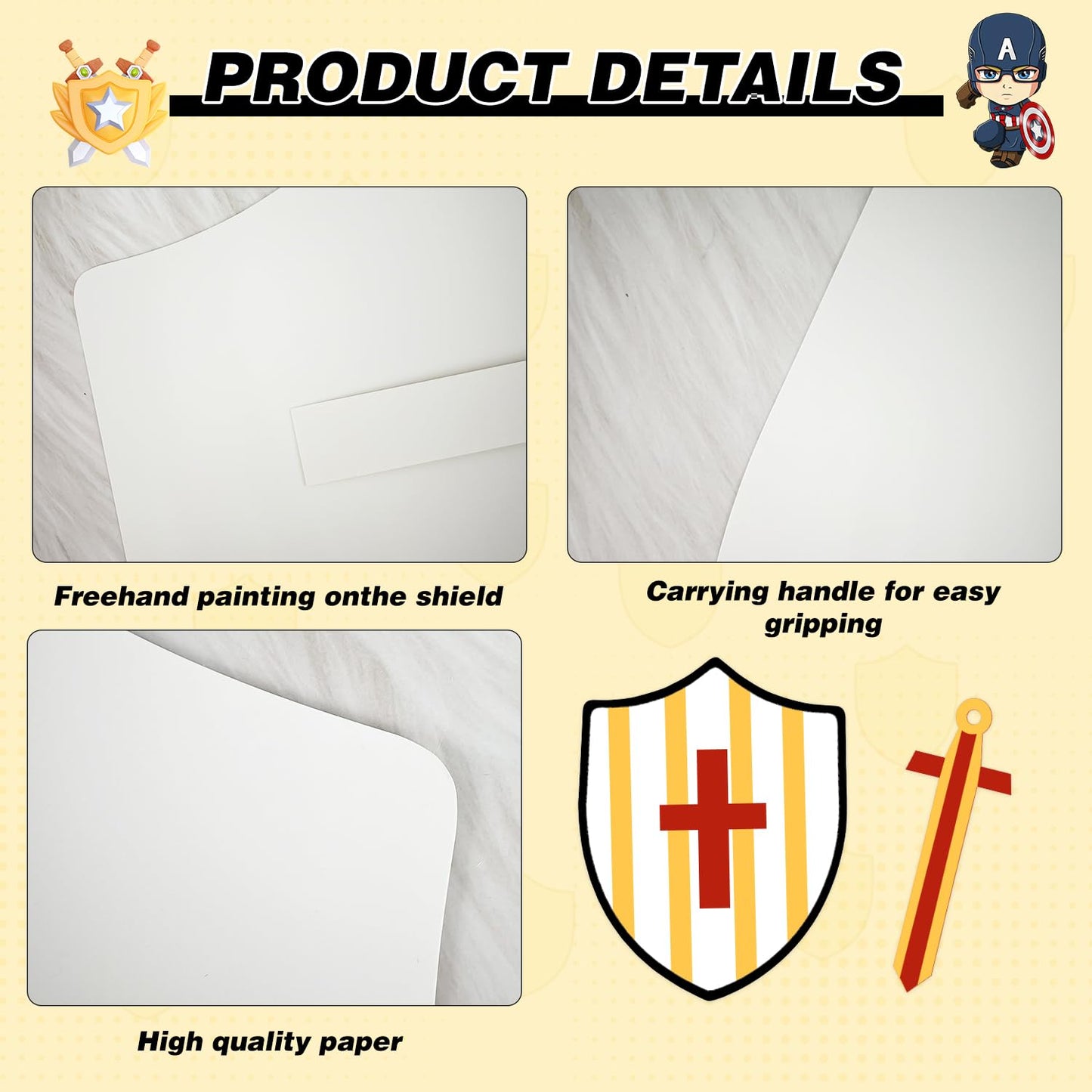 Huaerle 36-Set DIY Knight Shield & Sword Craft Kit – Cardboard Shields, Swords & Strips for Party Play