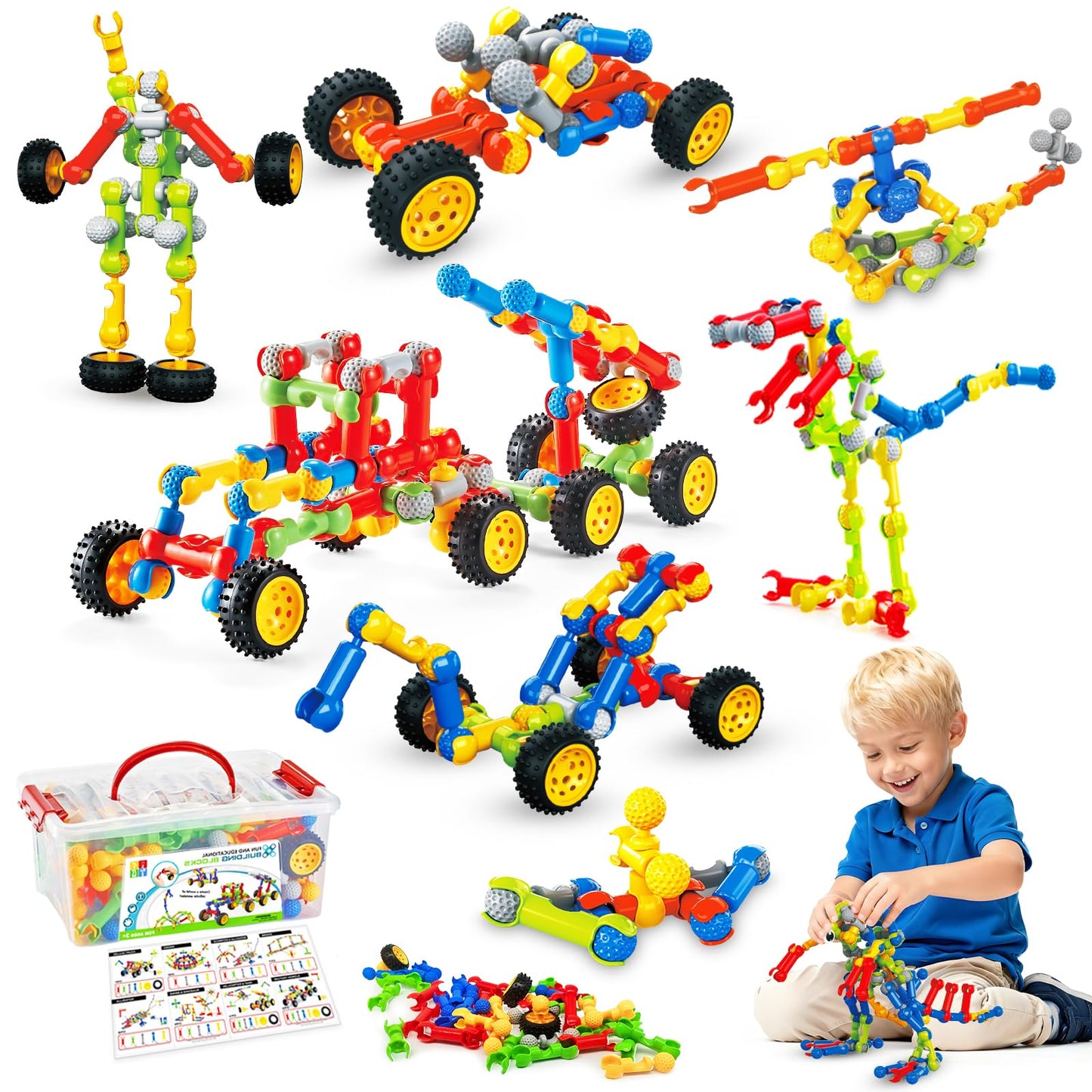 Huaker Stem Building Toys – 125-Piece Educational Blocks with Large Storage Box for Kids 3-8