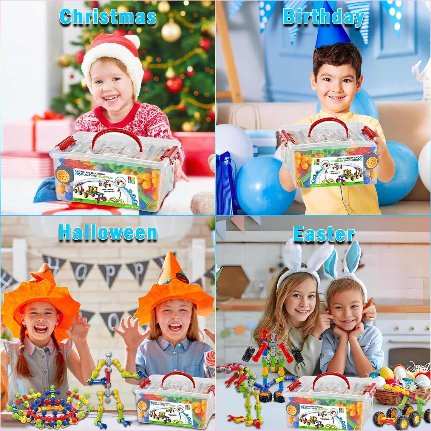 Huaker Stem Building Toys – 125-Piece Educational Blocks with Large Storage Box for Kids 3-8