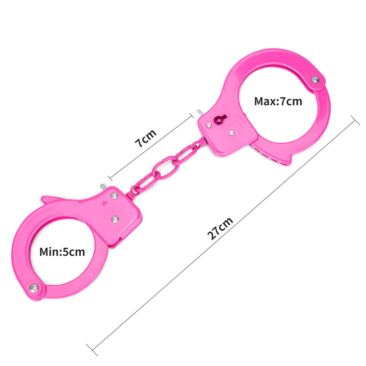 HUALIXUAN Pink Metal Play Handcuffs — Safe, Durable Toy Cuffs with Safety Release