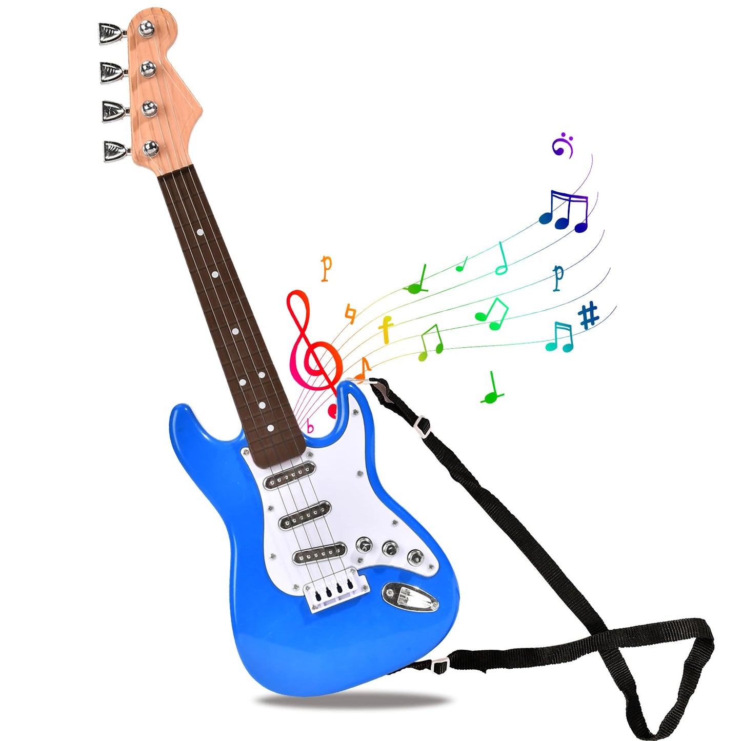 Huang Cheng Toys 16inch Mini Guitar Toy for Kids & Beginners with Strap
