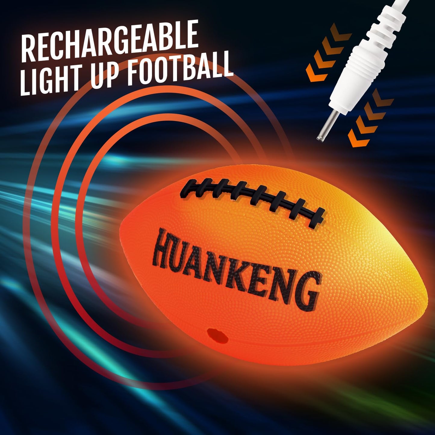 HuanKeng Upgrade Rechargeable Glow in the Dark Football – Night Play for Ages 6–15 (Size 6)
