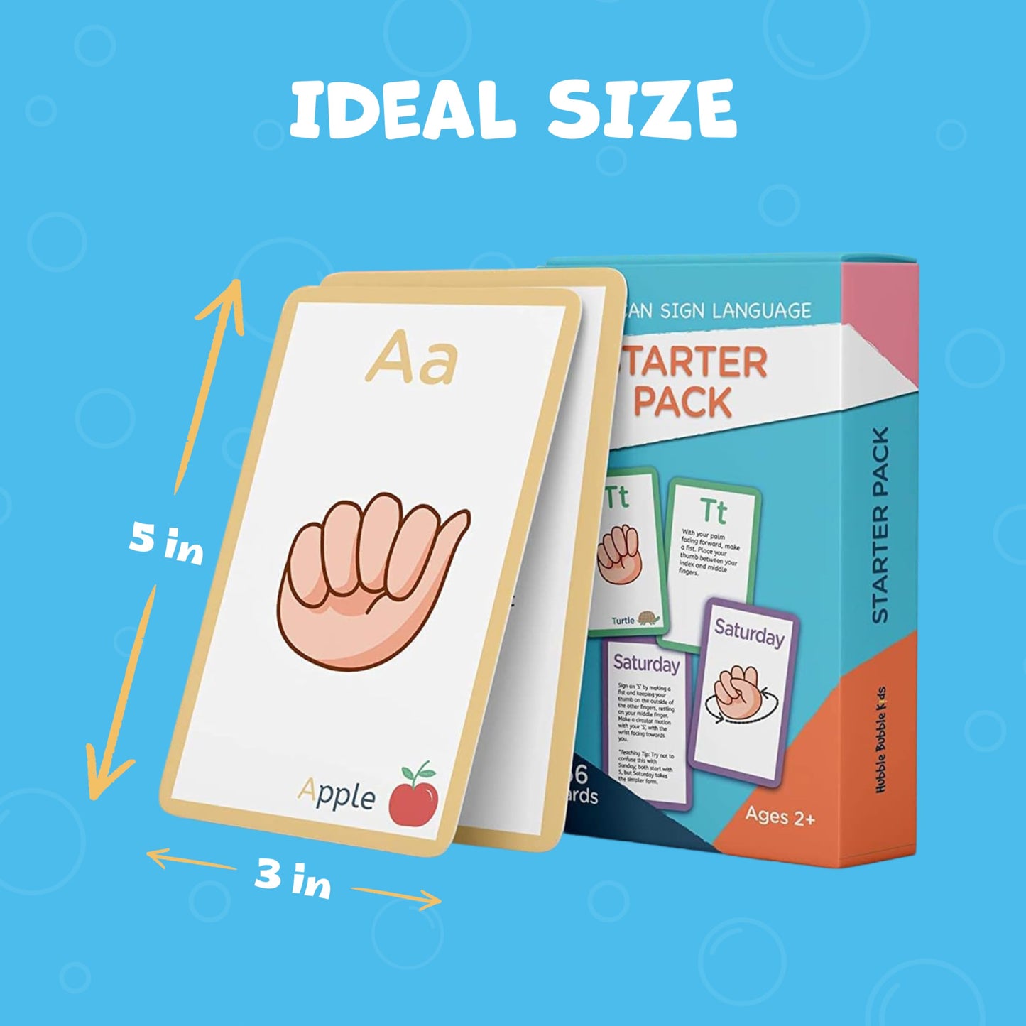 Hubble Bubble Kids American Sign Language Cards for Toddlers – 180 Beginner Sign Language Flash Cards