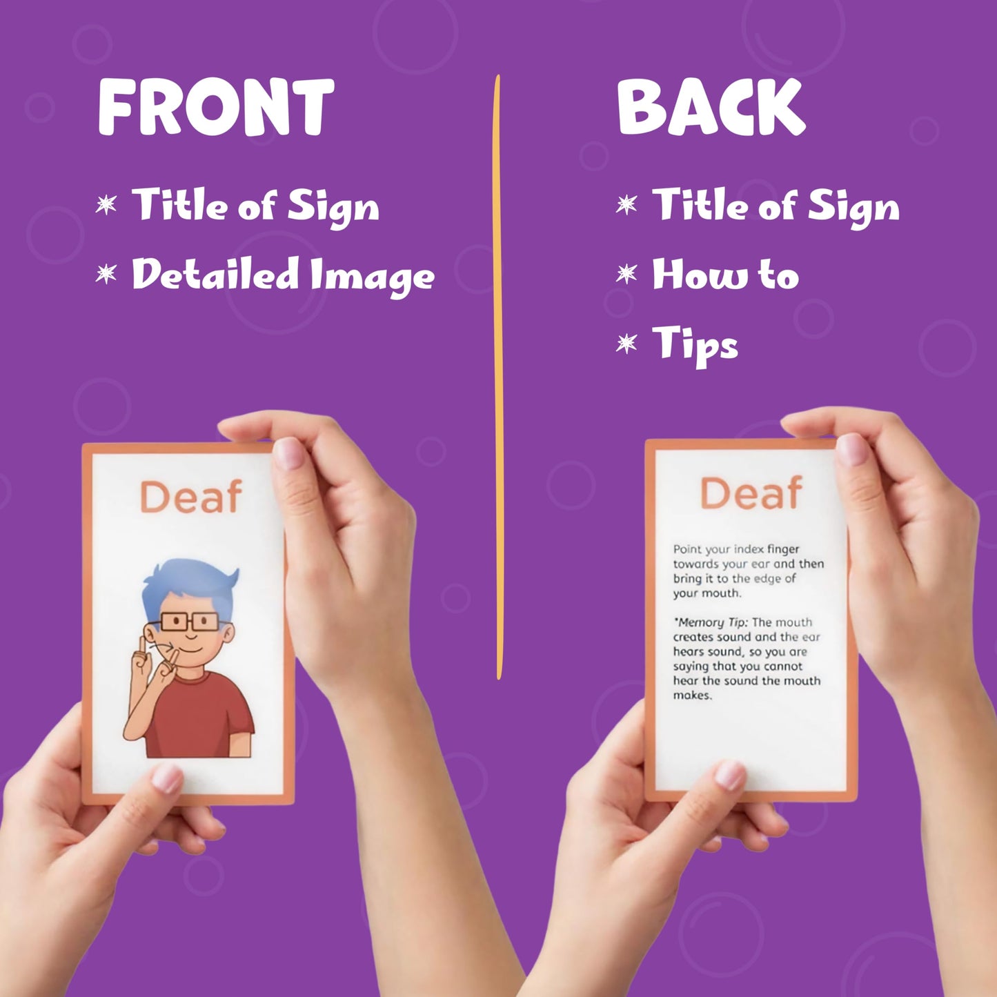 Hubble Bubble Kids American Sign Language Cards for Toddlers – 180 Beginner Sign Language Flash Cards