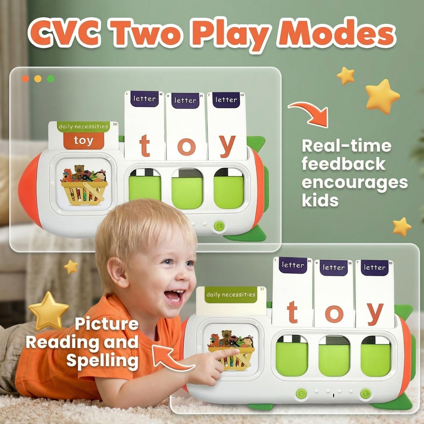 HUBFIVY Talking Flash Cards for Toddlers | 107 Sight Words & Alphabet Phonics