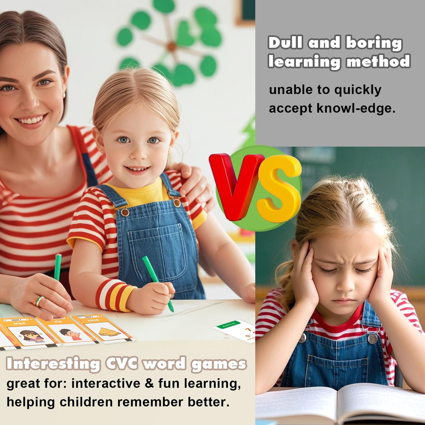 HUBFIVY Alphabet Talking Flash Cards & Math Games for Kids 2-8 | 56 Math Cards & 106 CVC Word Games