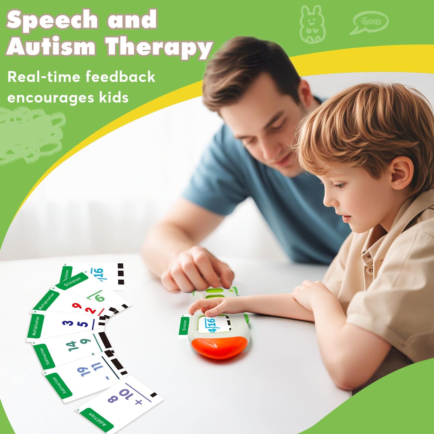 HUBFIVY Alphabet Talking Flash Cards & Math Games for Kids 2-8 | 56 Math Cards & 106 CVC Word Games