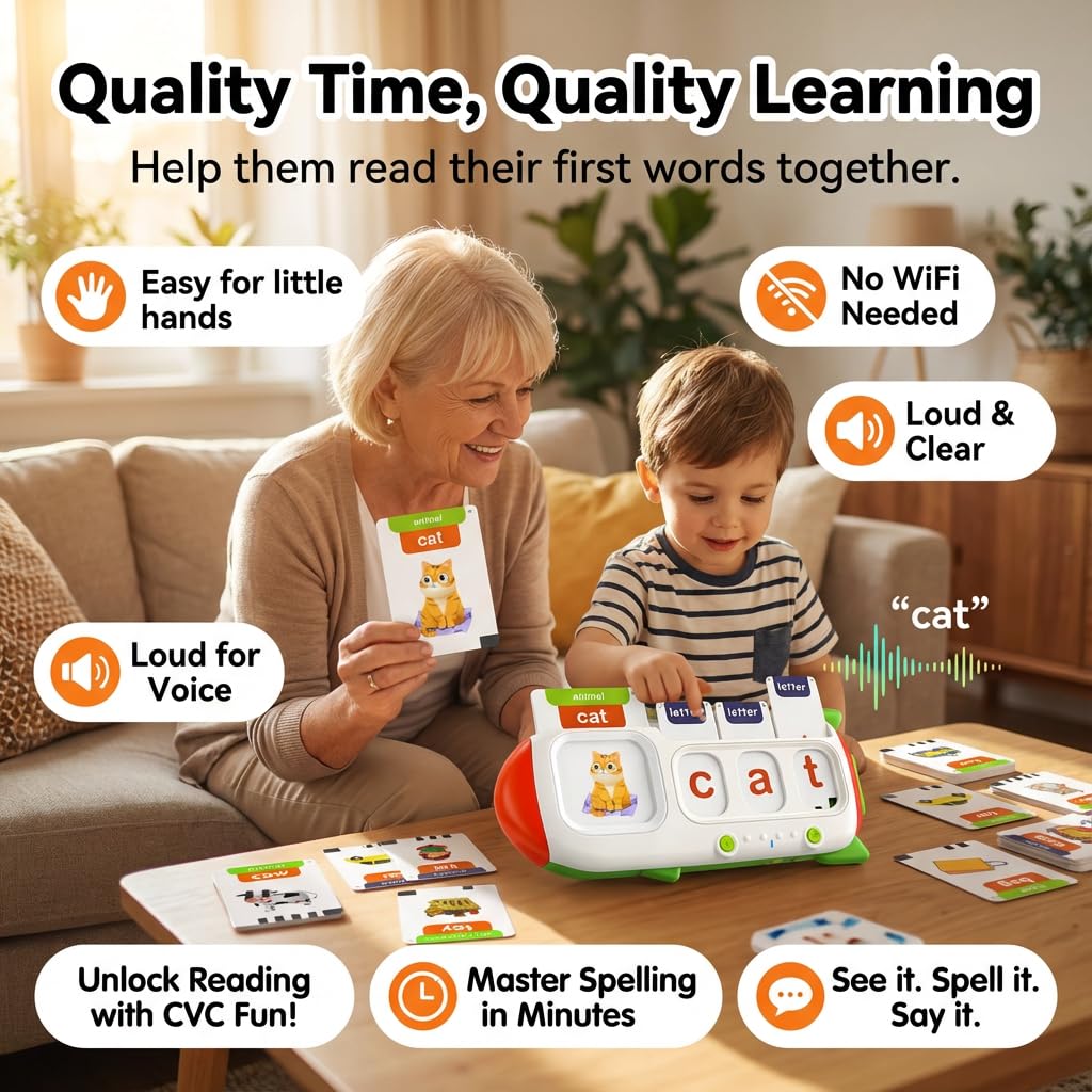 HUBFIVY Talking Flash Cards for Toddlers | 107 Sight Words & Alphabet Phonics