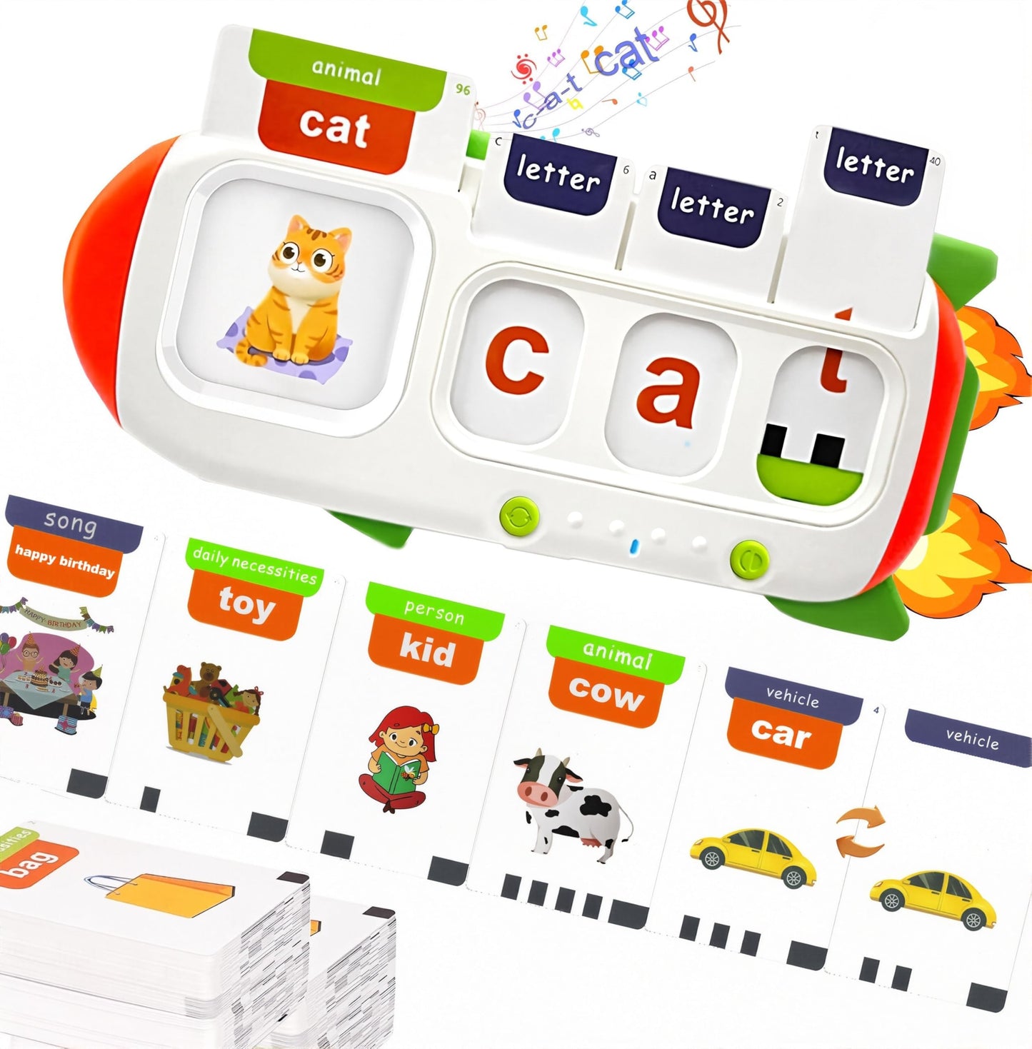 HUBFIVY Talking Flash Cards for Toddlers | 107 Sight Words & Alphabet Phonics