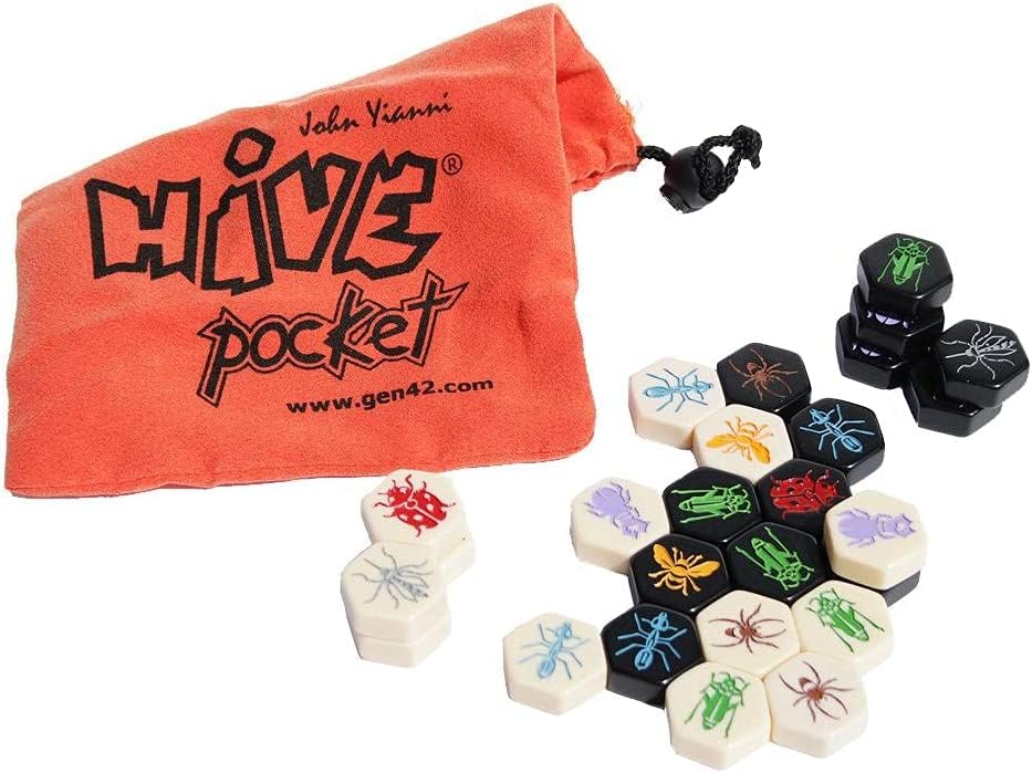HUCH! Hive Pocket Game – Portable Two-Player Abstract Strategy with Ladybug & Mosquito Expansions | Travel Edition